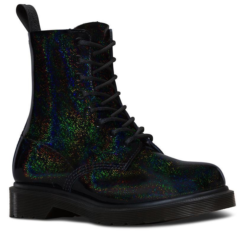 Dr Martens Ladies Pascal Petrol Shimmer Glitter Leather Ankle 8 Eye