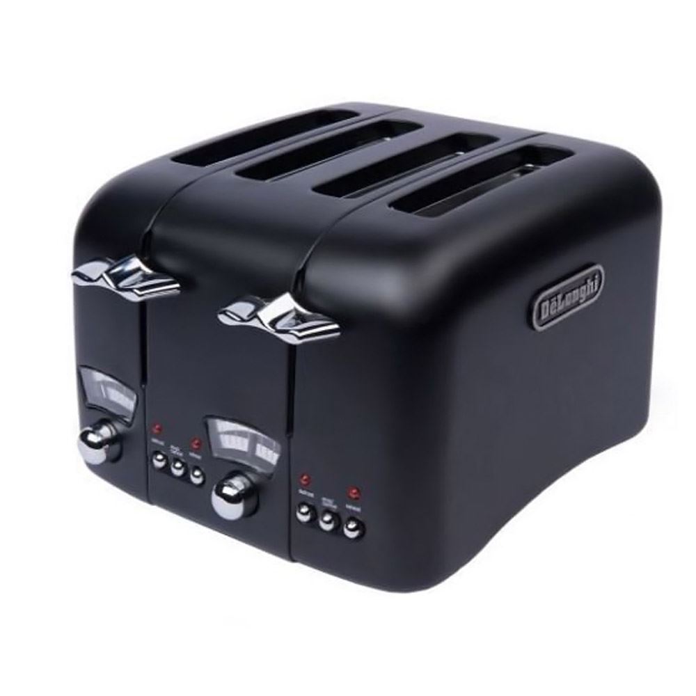 DeLonghi CTO4BK Argento Matt Black 1600W 4slice Wide Slot Bread