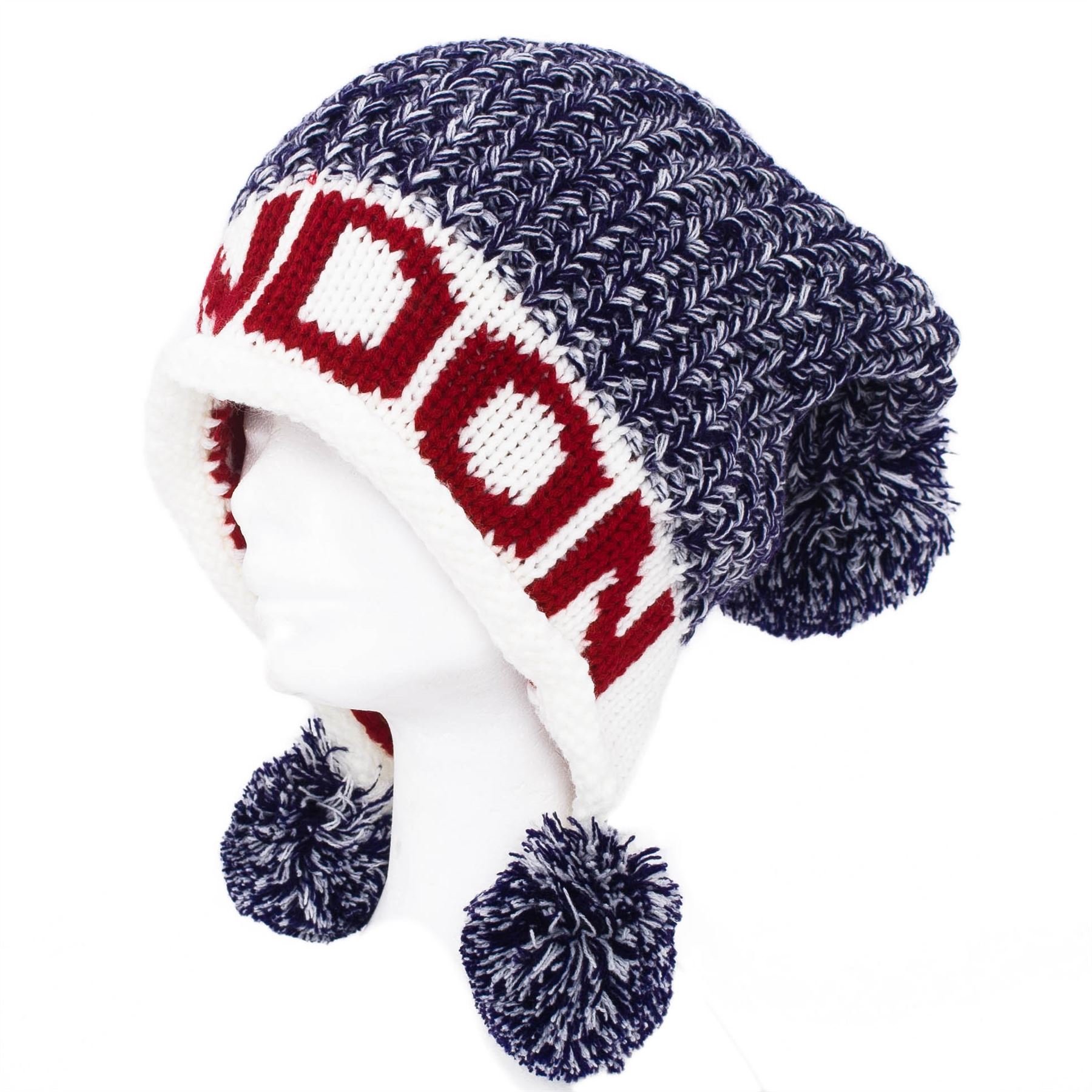 Mens Ladies Ski Crochet Warm Winter Knitted Slouch Beanie Bobble Hat