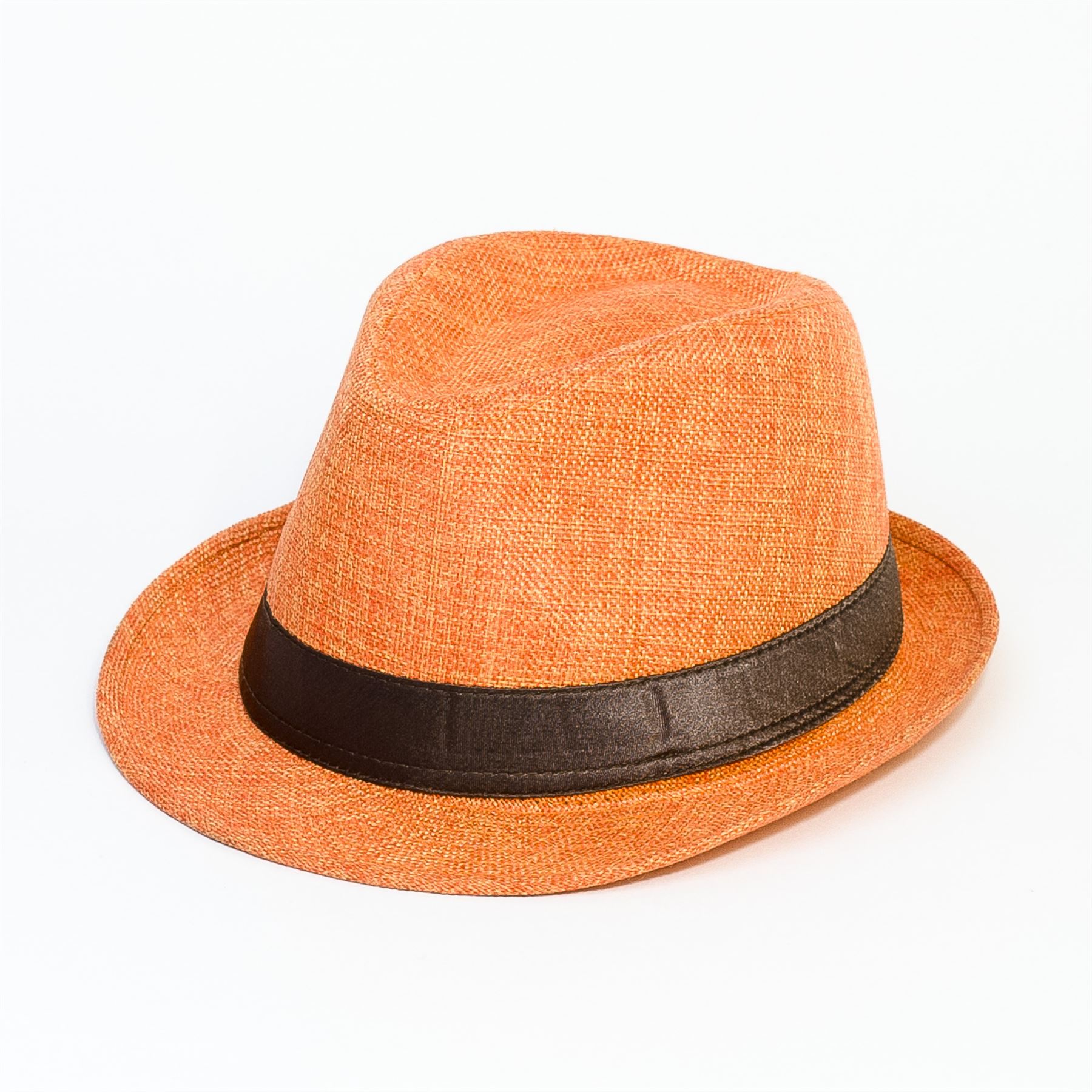 Woven Mens Women Felt Fedora Trilby Unisex Hat Cap Black Band Brown eBay