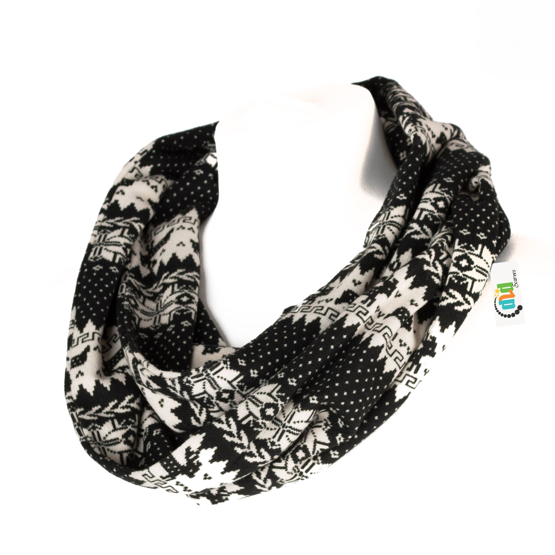 Men's Ladies Neck Scarf Reindeer & Snowflakes Snood Scarves eBay