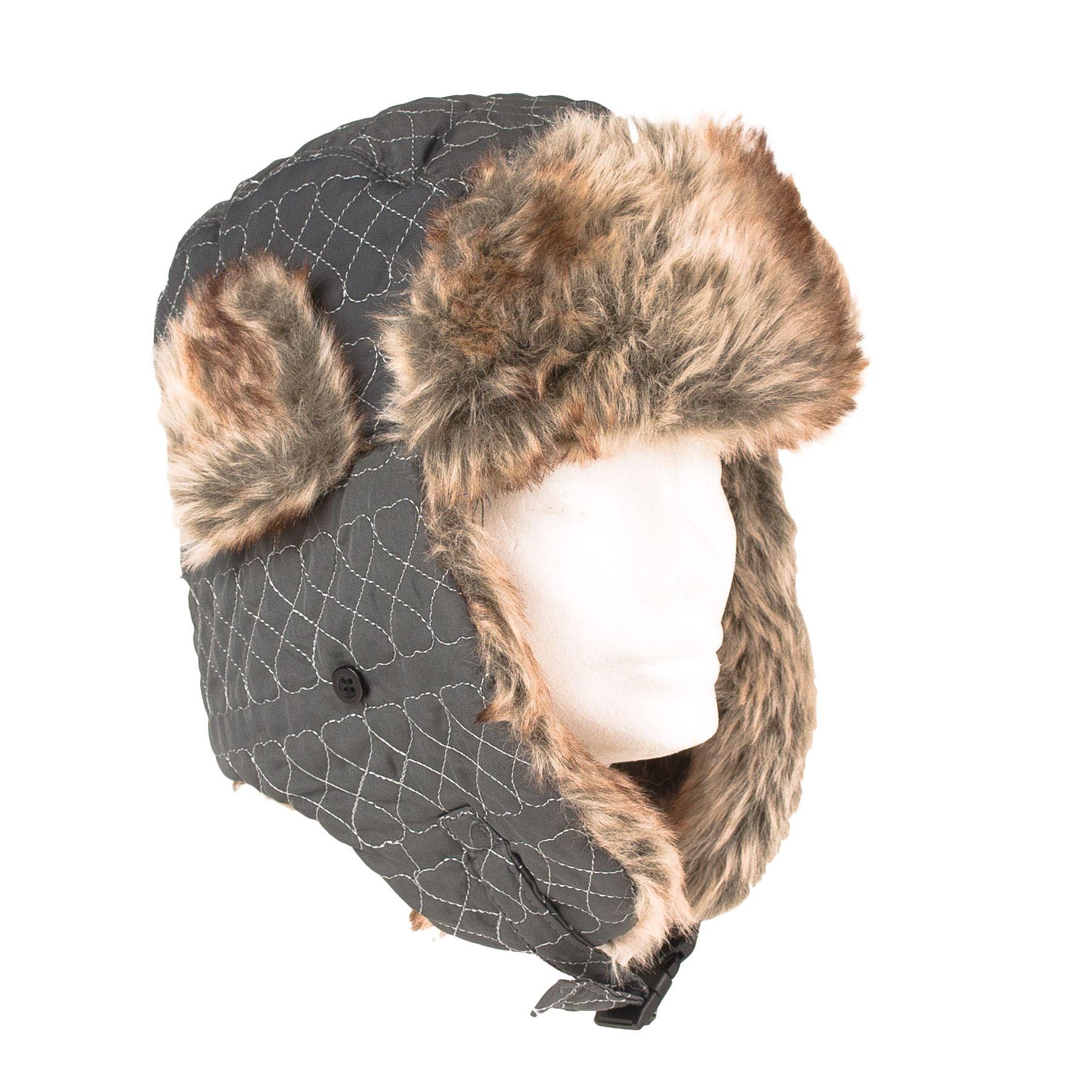 Mens Ladies Trapper Aviator Stiched Russian Ushanka Winter Hat with Ear