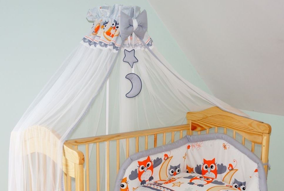 CRIB DRAPE WITH COTTON BOW + ROD FITS CRIB / SWING / CRADLE / MOSES BASKET