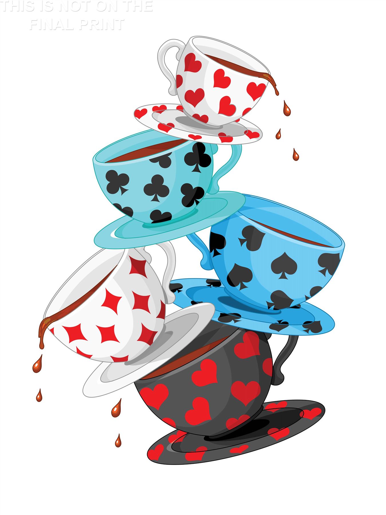 ART PRINT POSTER PAINTING DRAWING CARTOON TEA CUPS PARTY ALICE LFMP0984