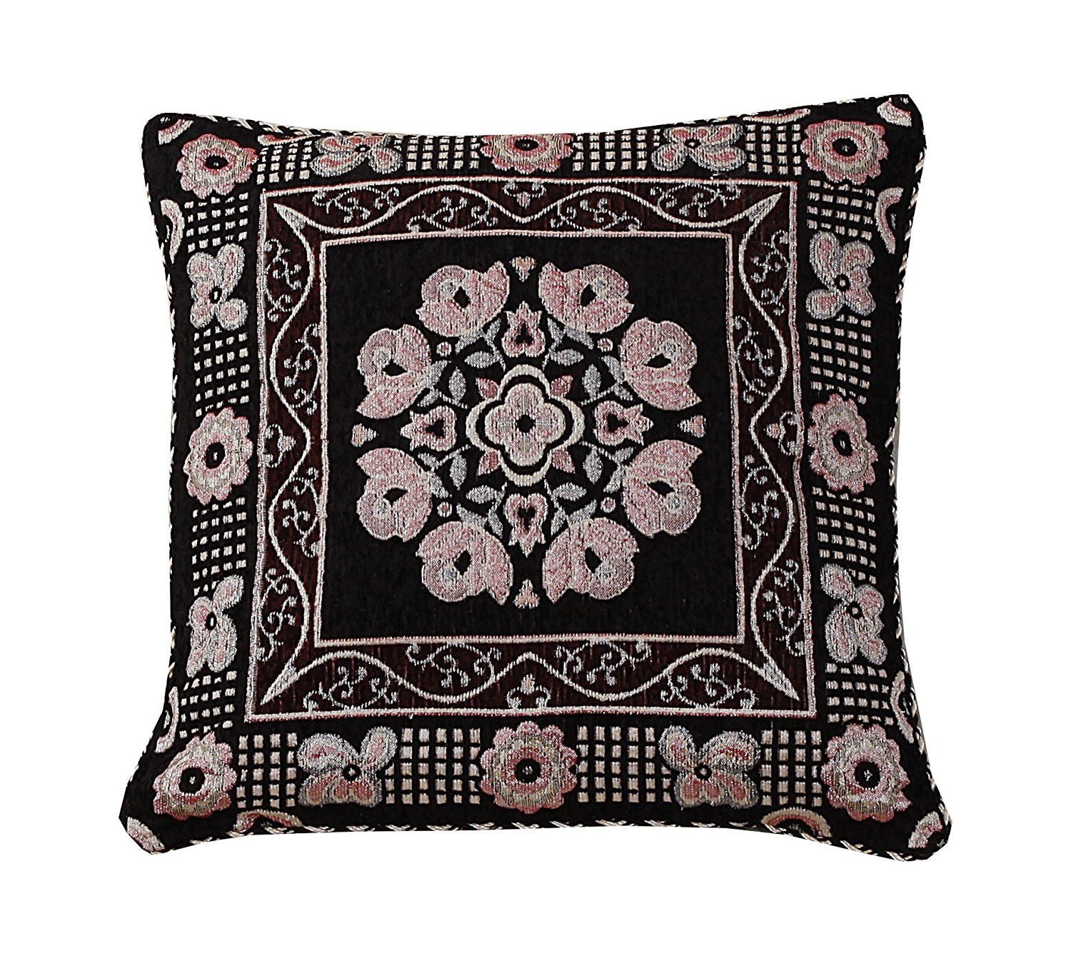 Ethnic Oriental Indian Asian Jacquard Floral Cushion 18x18" 45x45 cm – Lahore - Picture 2 of 4