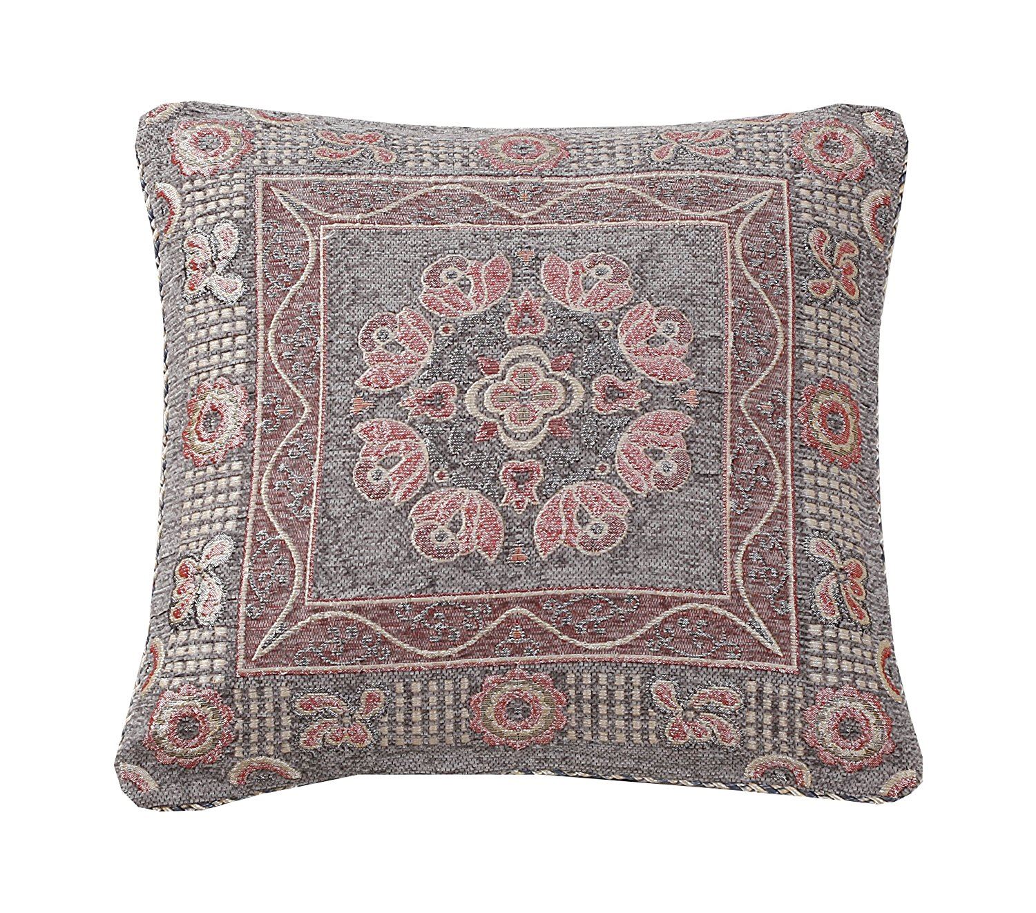 Ethnic Oriental Indian Asian Jacquard Floral Cushion 18x18" 45x45 cm – Lahore - Picture 4 of 4