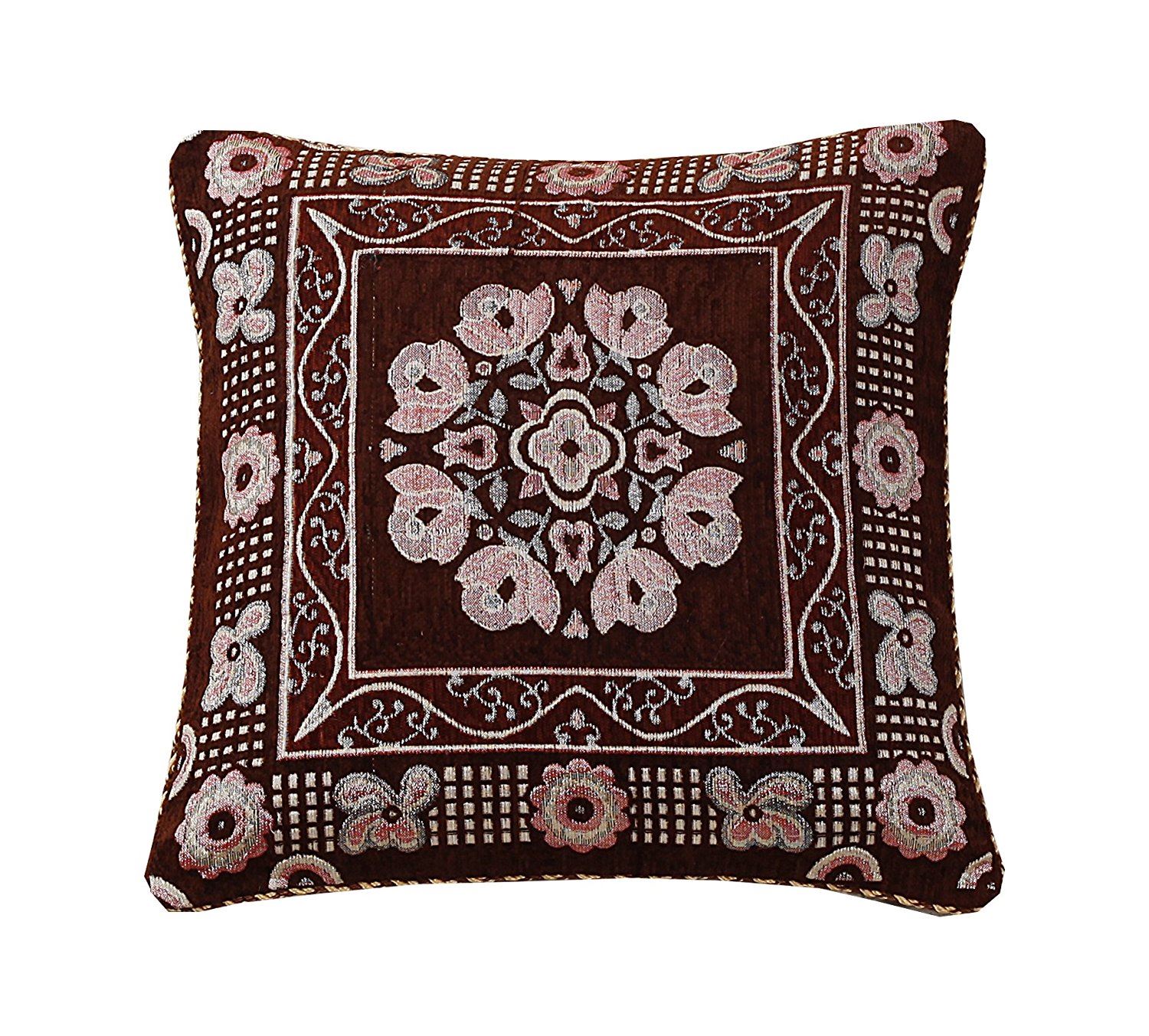 Ethnic Oriental Indian Asian Jacquard Floral Cushion 18x18" 45x45 cm – Lahore - Picture 3 of 4