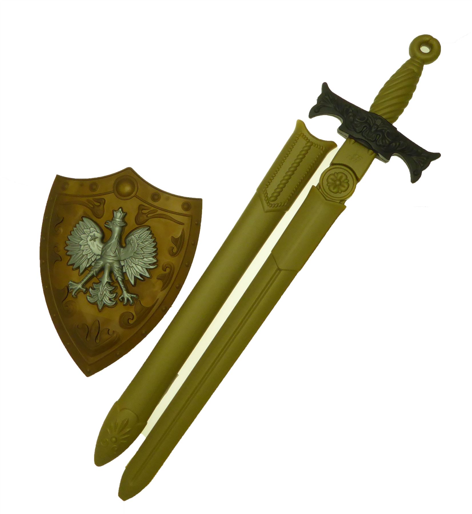 Sword &Shield Set Dragon Golden Silver Boys Toy Play Weapon Fancy Dress