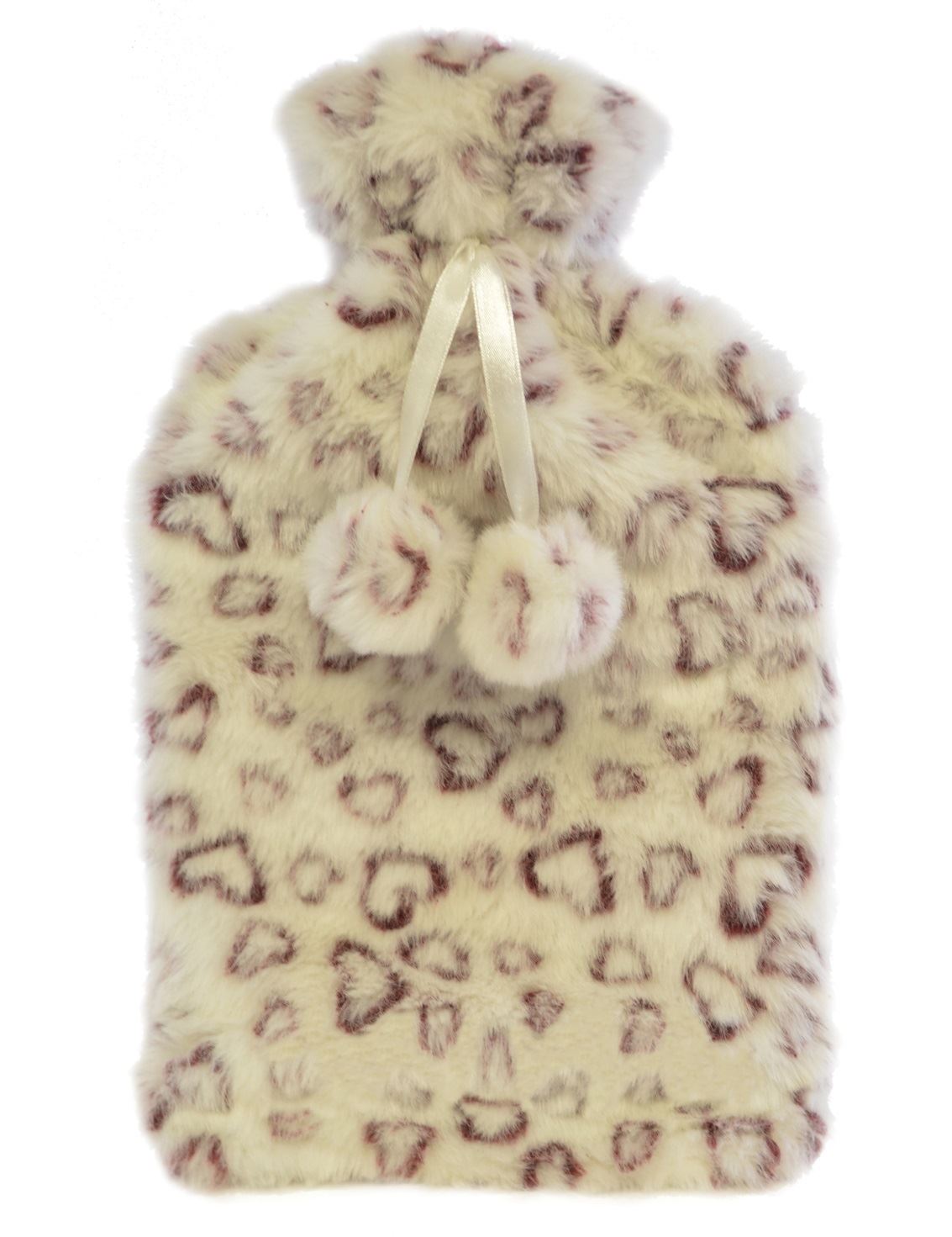 LARGE 2 LITRE DELUXE ANIMAL PRINT HOT WATER BOTTLE PLUSH FAUX FUR