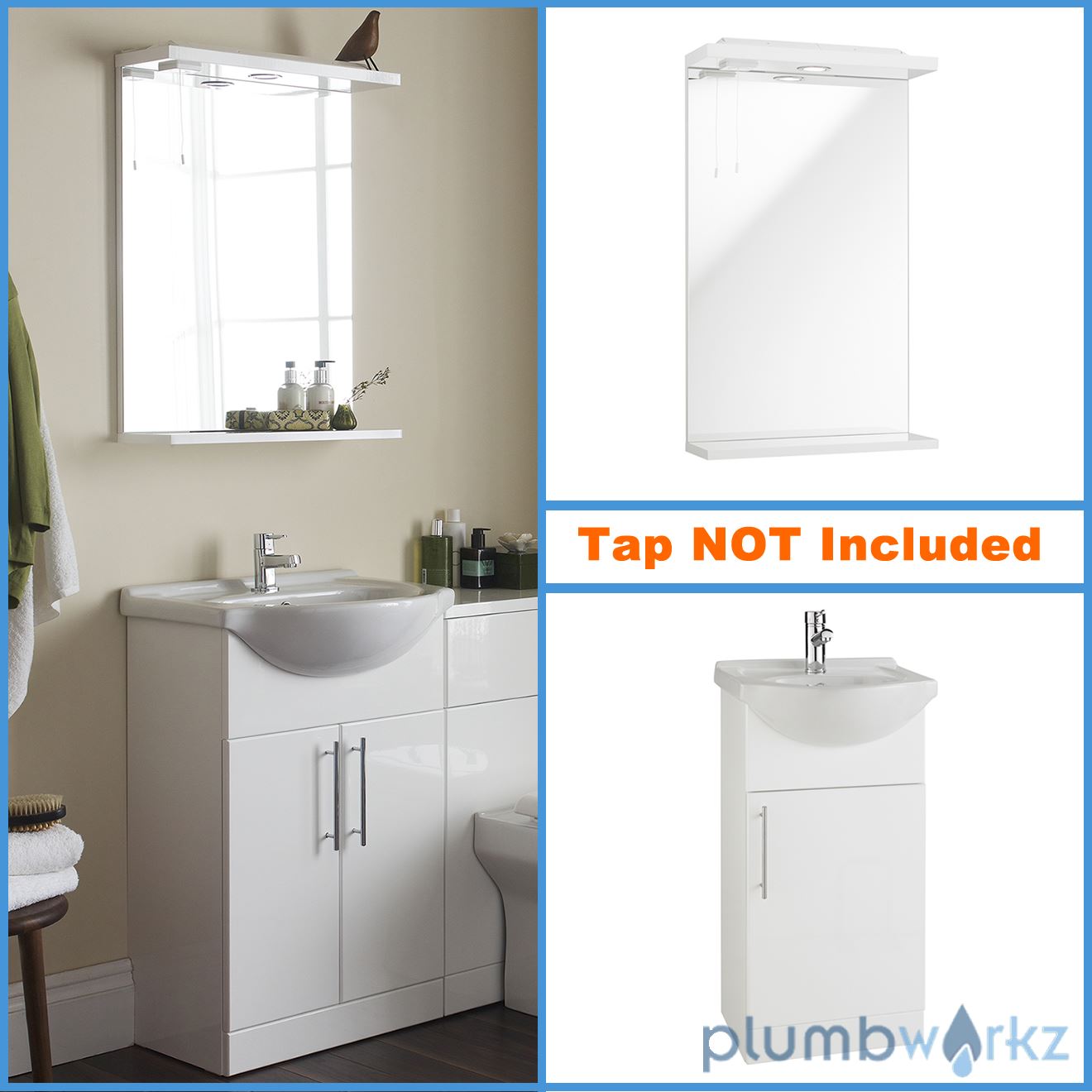 Vanity Units Basins Mirrors With Down Lights Gloss White Modern Bathroom Mirrors eBay