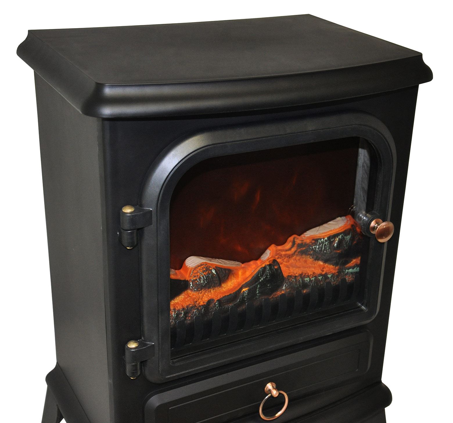 NEW TRADITIONAL 2KW BLACK LOG BURNER FLAME EFFECT ELECTRIC STOVE FIRE