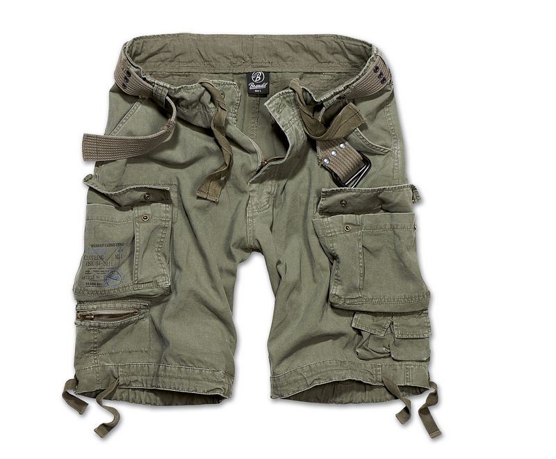 BRANDIT SAVAGE DELUXE CARGO SHORTS VINTAGE MENS ARMY STYLE WITH REMOVABLE BELT