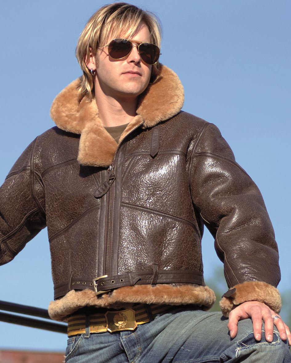 MIL-TEC BRIT RAF SHEEPSKIN LEATHER JACKET BRITISH FIGHTER PILOT