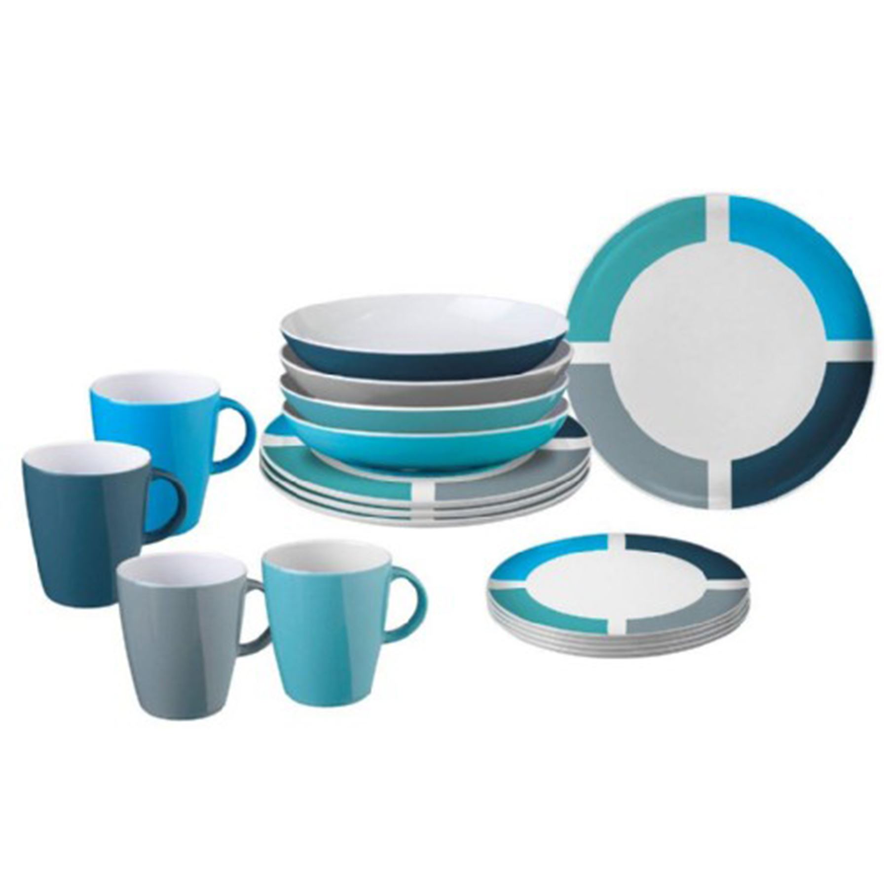 Brunner Premium Melamine Dinner Set 16pc Spectrum Blue Anti Slip