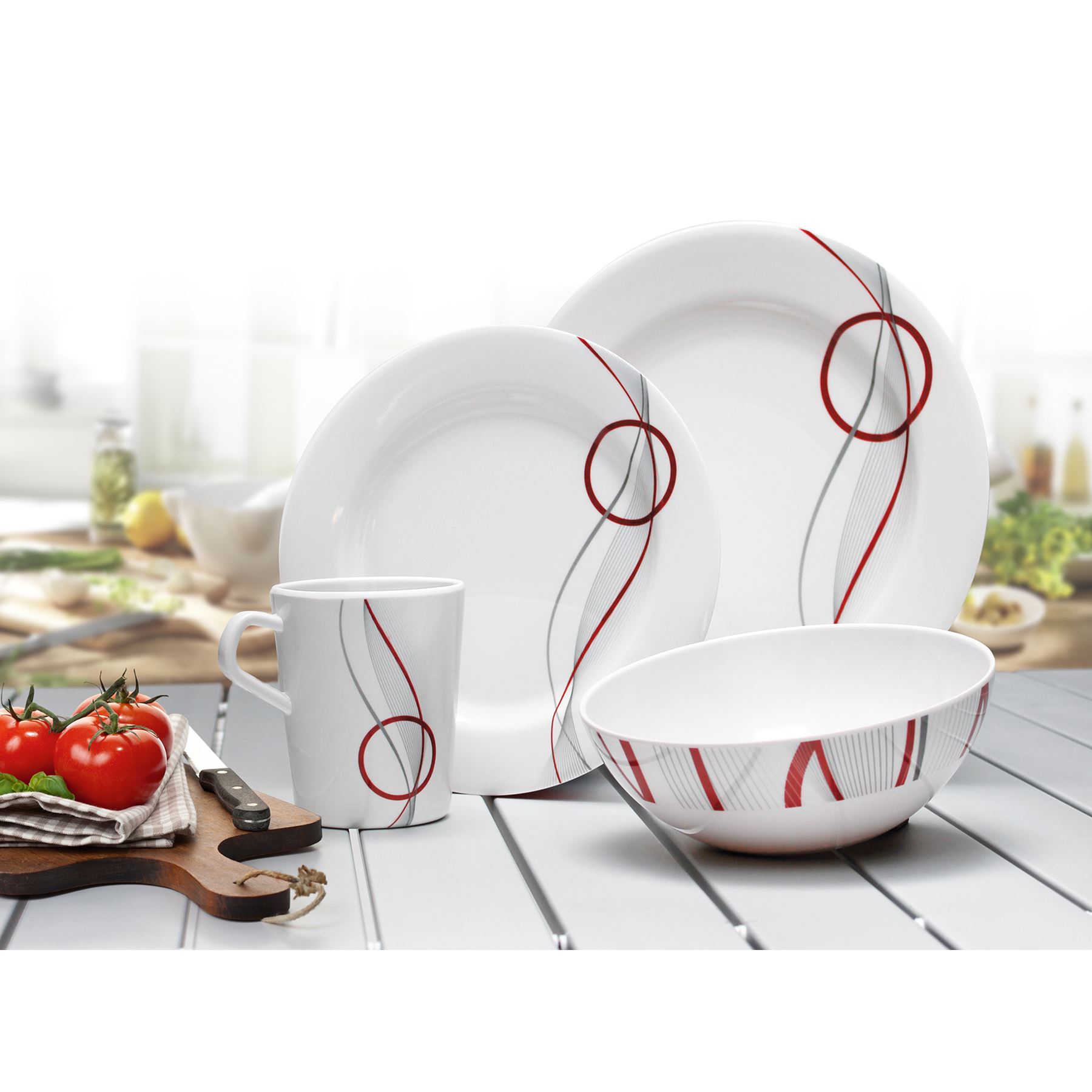 Reimo Imola 16pc 100 Melamine Dinner Set Caravan Motorhome Camping eBay