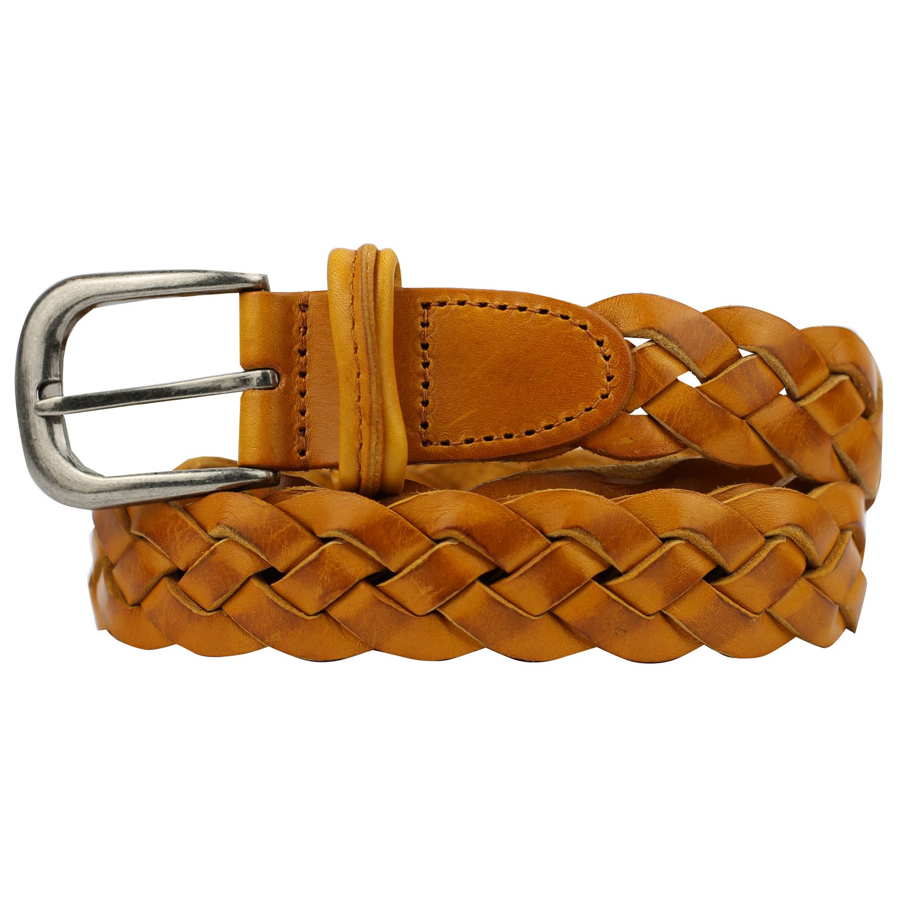 Unisex Plaited Real Leather Weaved & Braided Vintage Mens Belt 4