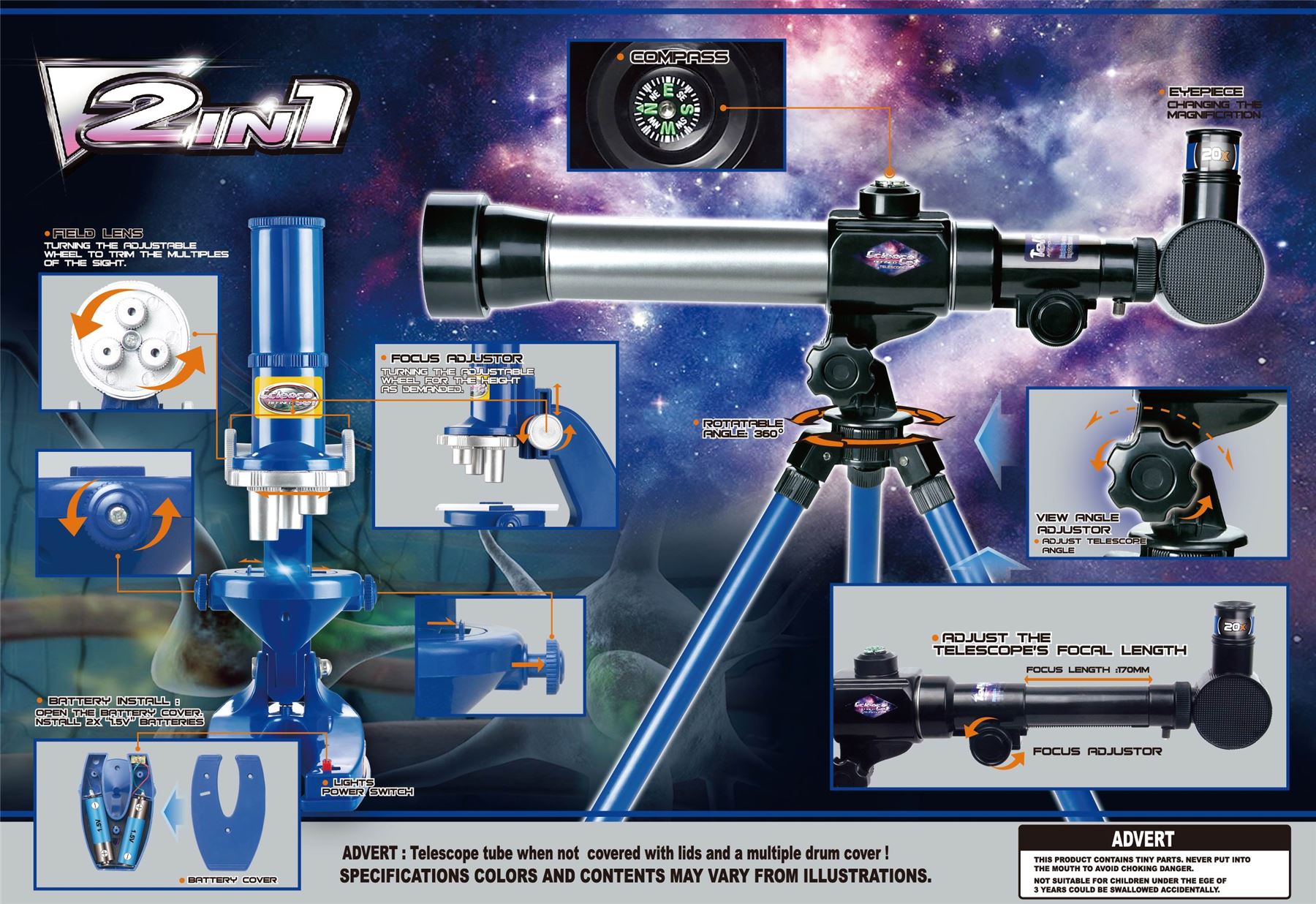 Vinsani Telescope & Microscope Astronomy Chemistry Learning Education