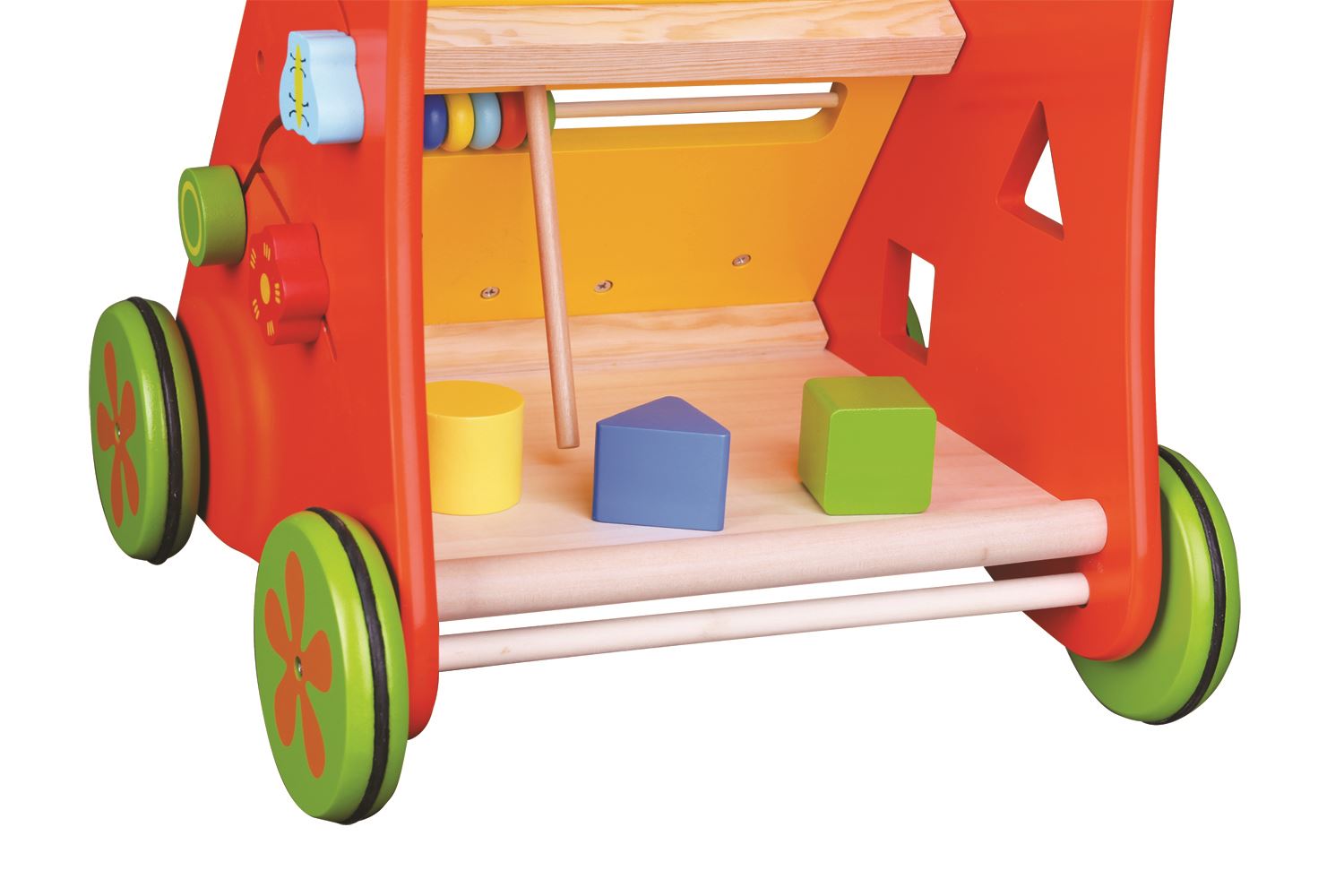 Lelin 9 in 1 Children Kids Wooden Activity Learning Cart Push Along