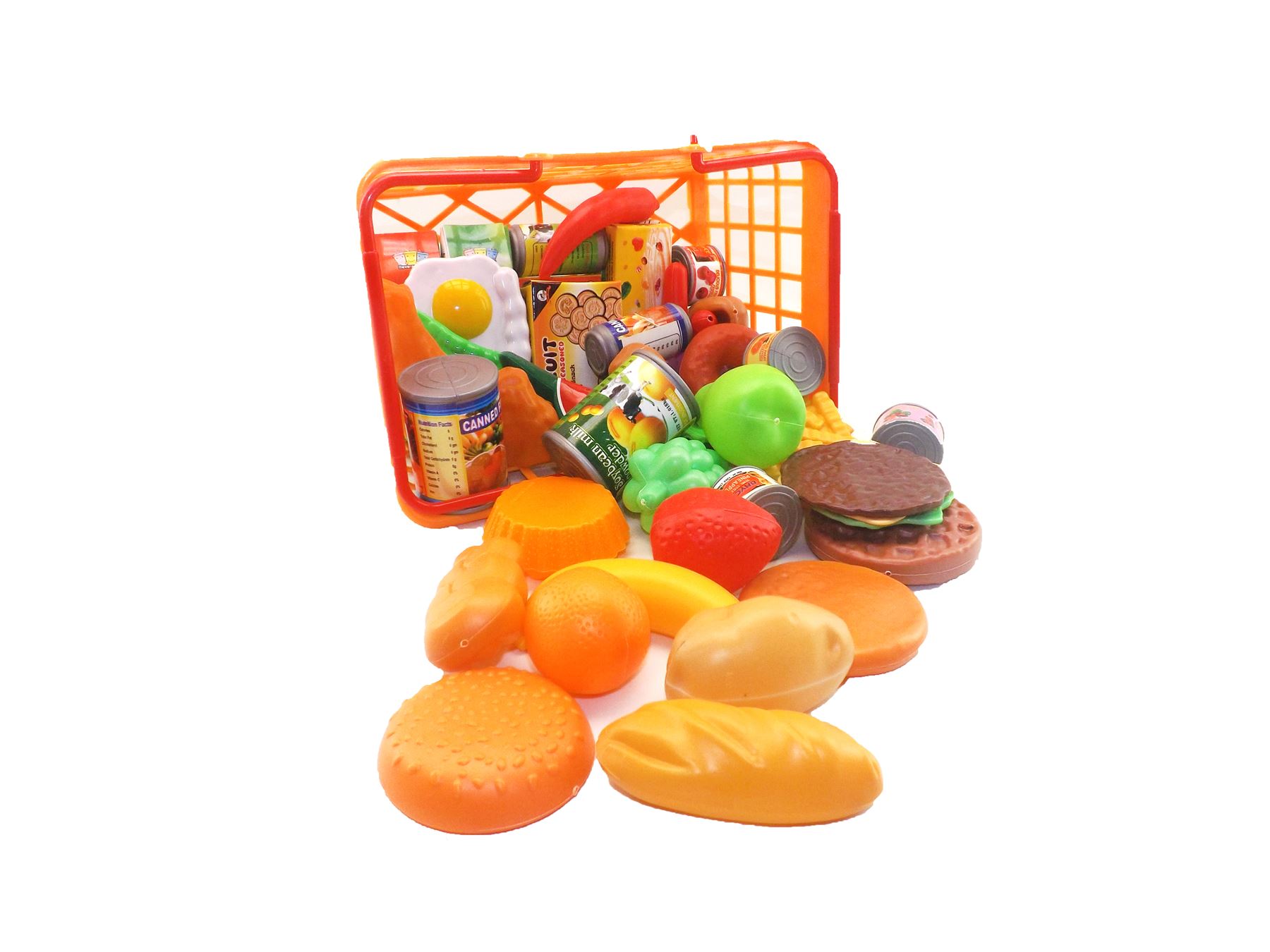 46 Pieces Pretend Play Kids Childrens Kitchen Food Shopping Basket