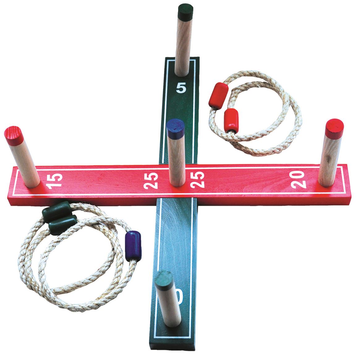 Traditional Garden Rope Quoits Game Outdoor Wooden Pegs Throwing