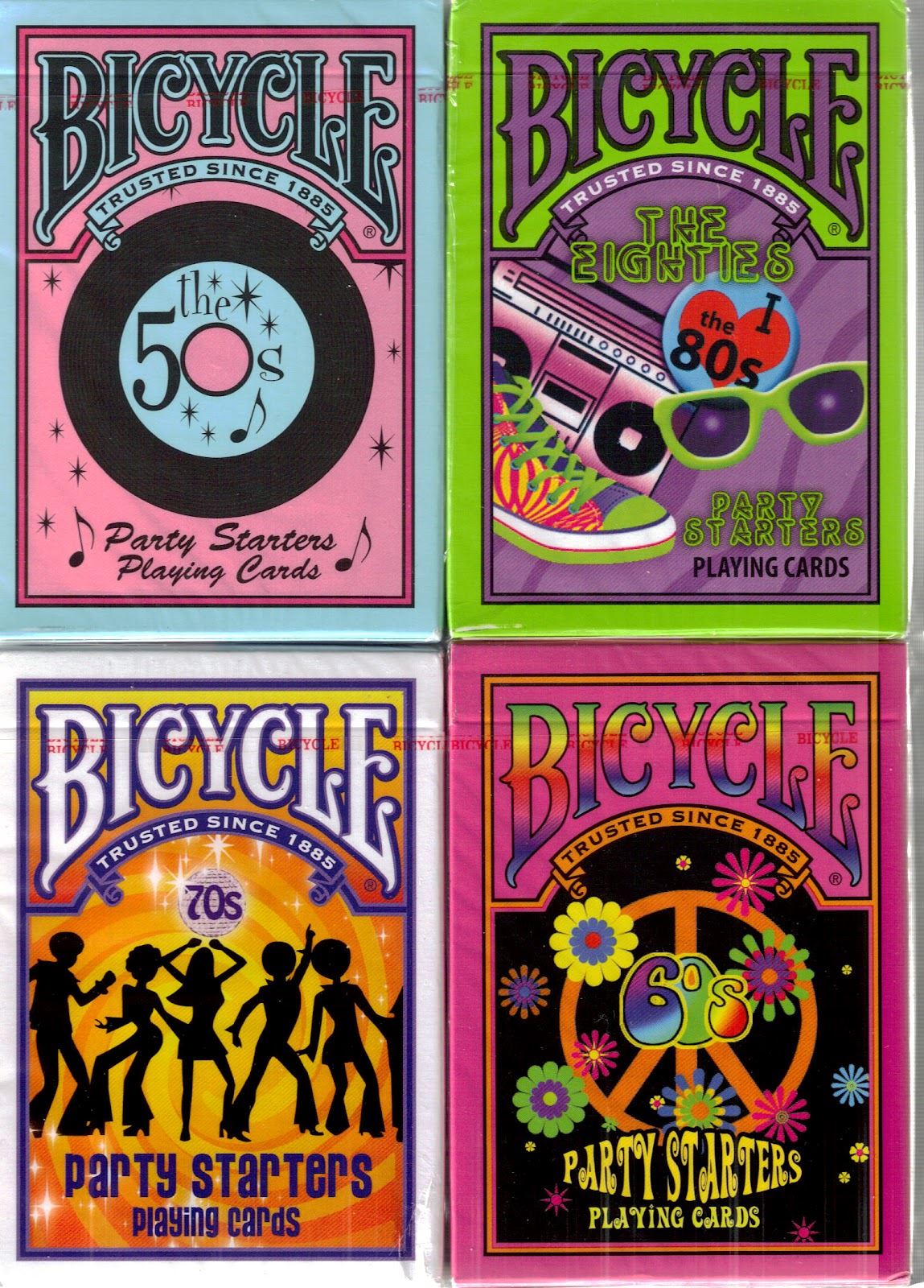Bicycle Deckades Party Starters Retro Trivia Playing Cards 50s 60s 