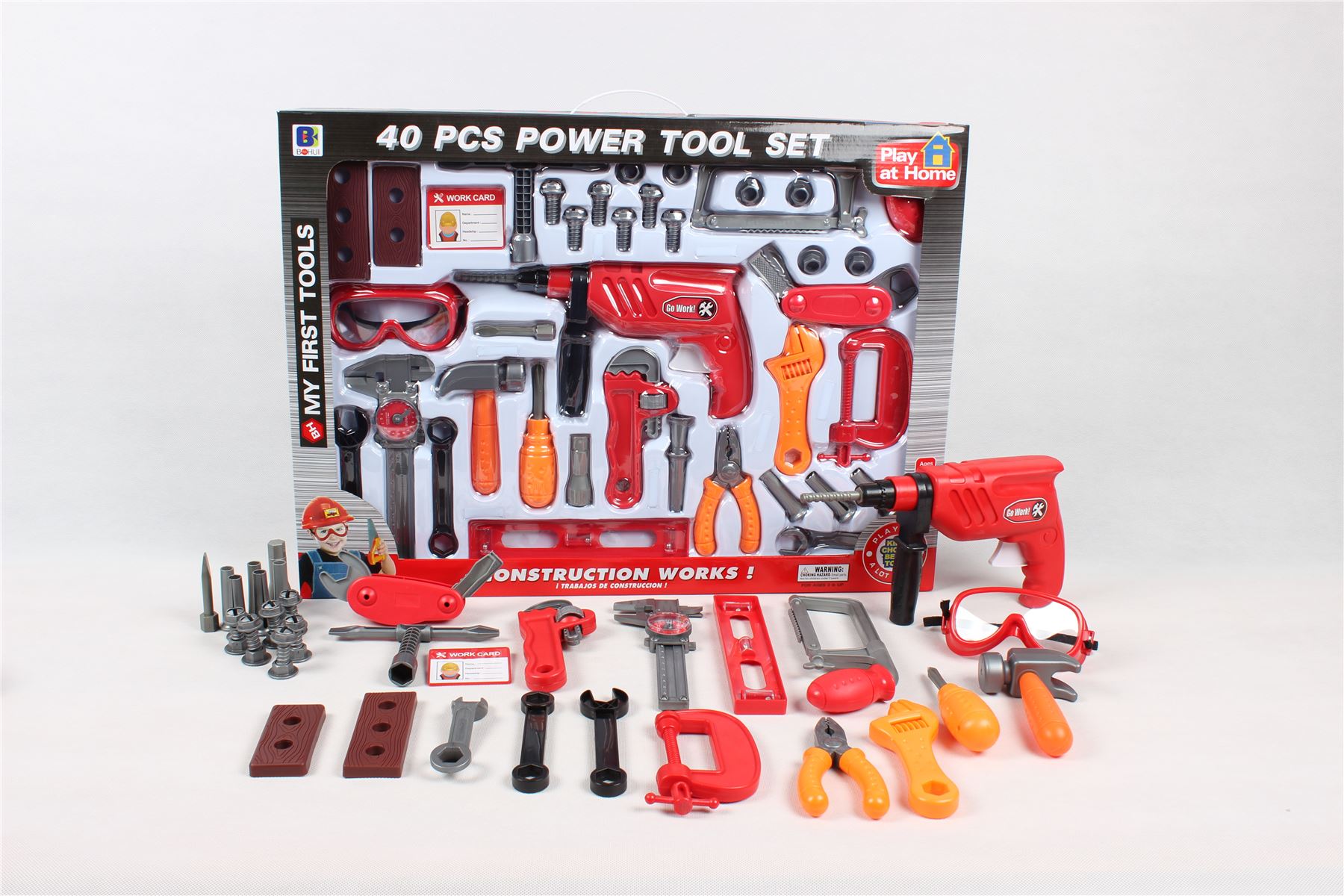 40 PC PIECES CHILDRENS KIDS POWER DIY BUILDING BUILDER PRETEND PLAY TOOL SET eBay