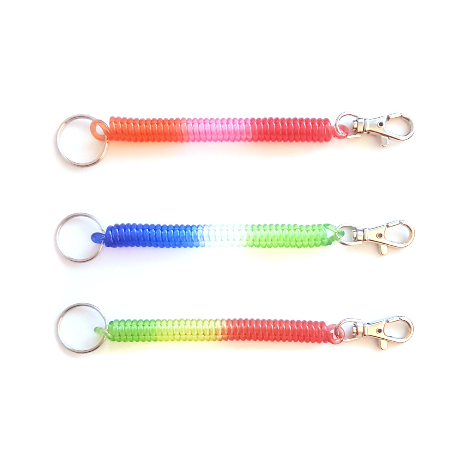 Stretchy Plastic Coil Belt Clip KeyChain with Key Ring Three Colour