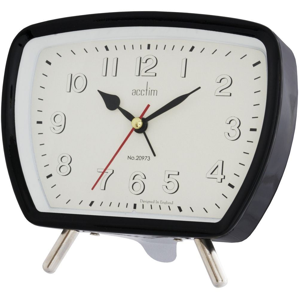 Acctim Tolworth Retro Bedside Table Alarm Clock Red/Black/Ivory/Grey