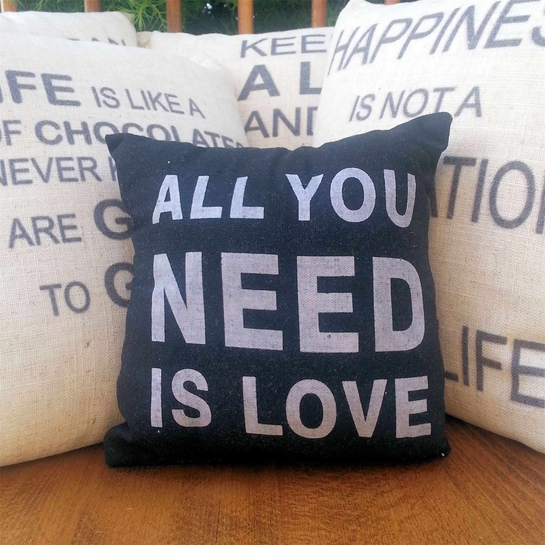 SLOGAN CUSHIONS FUN POSITIVE MESSAGE LINEN PADS & COVERS HOME DECOR GIFT