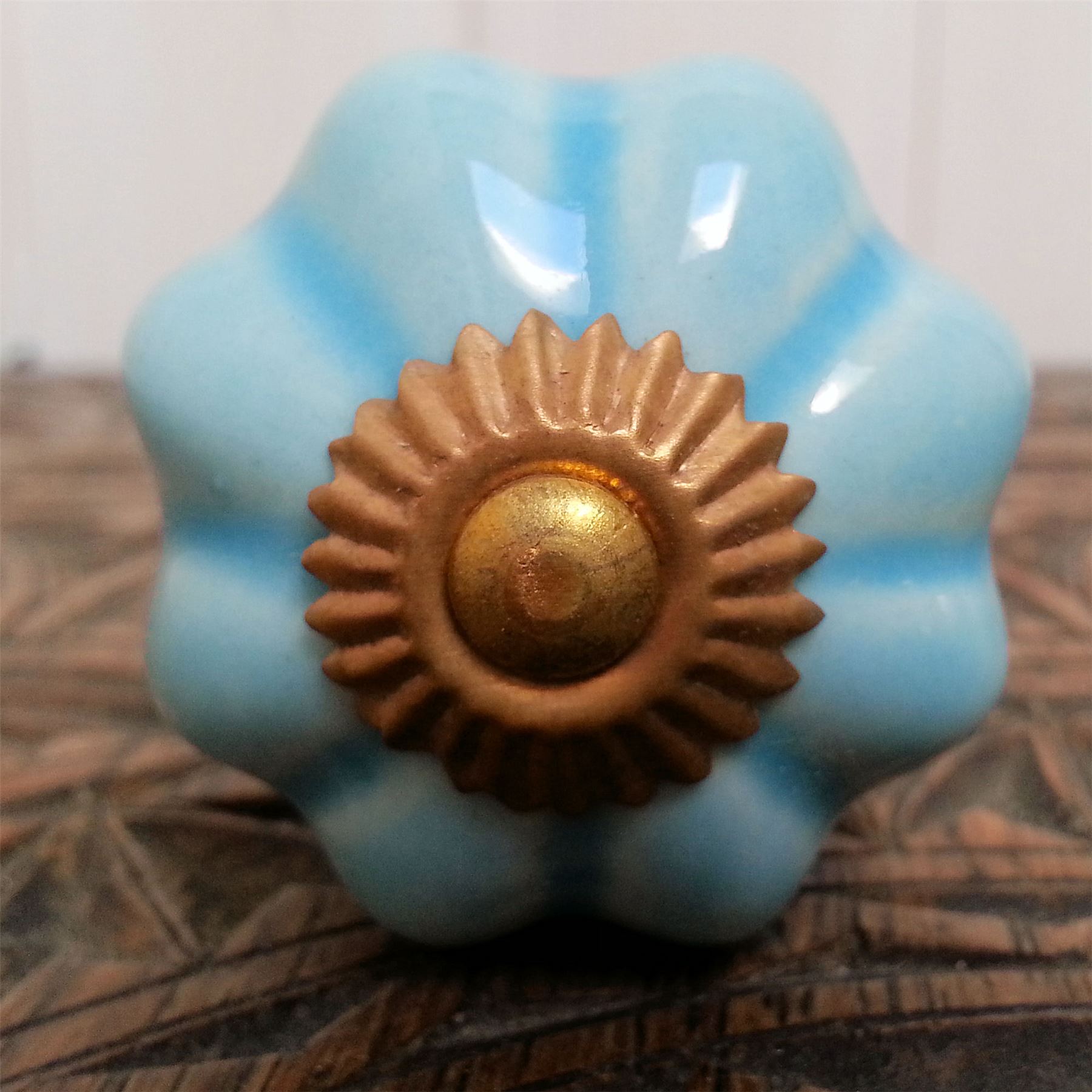 BIG CHOICE BLUE CERAMIC DRAWER PULLS DOOR KNOBS FURNITURE HANDLES VTG