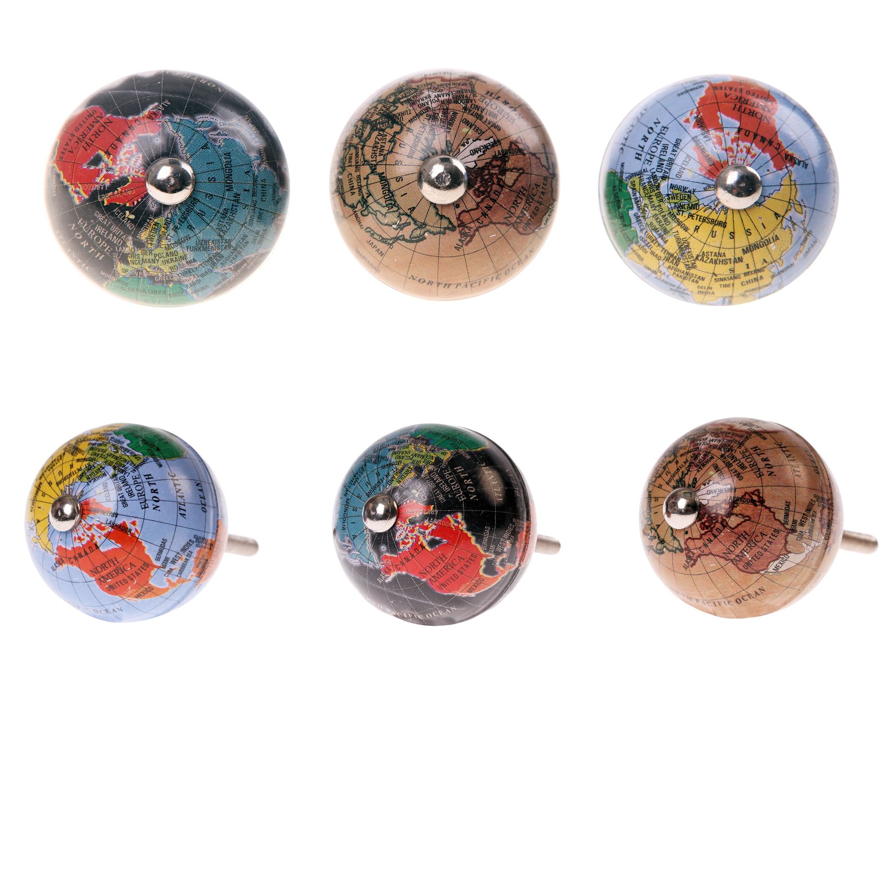 Vintage GLOBE Door Knobs Map Atlas Furniture Drawer Pulls Atlas Retro
