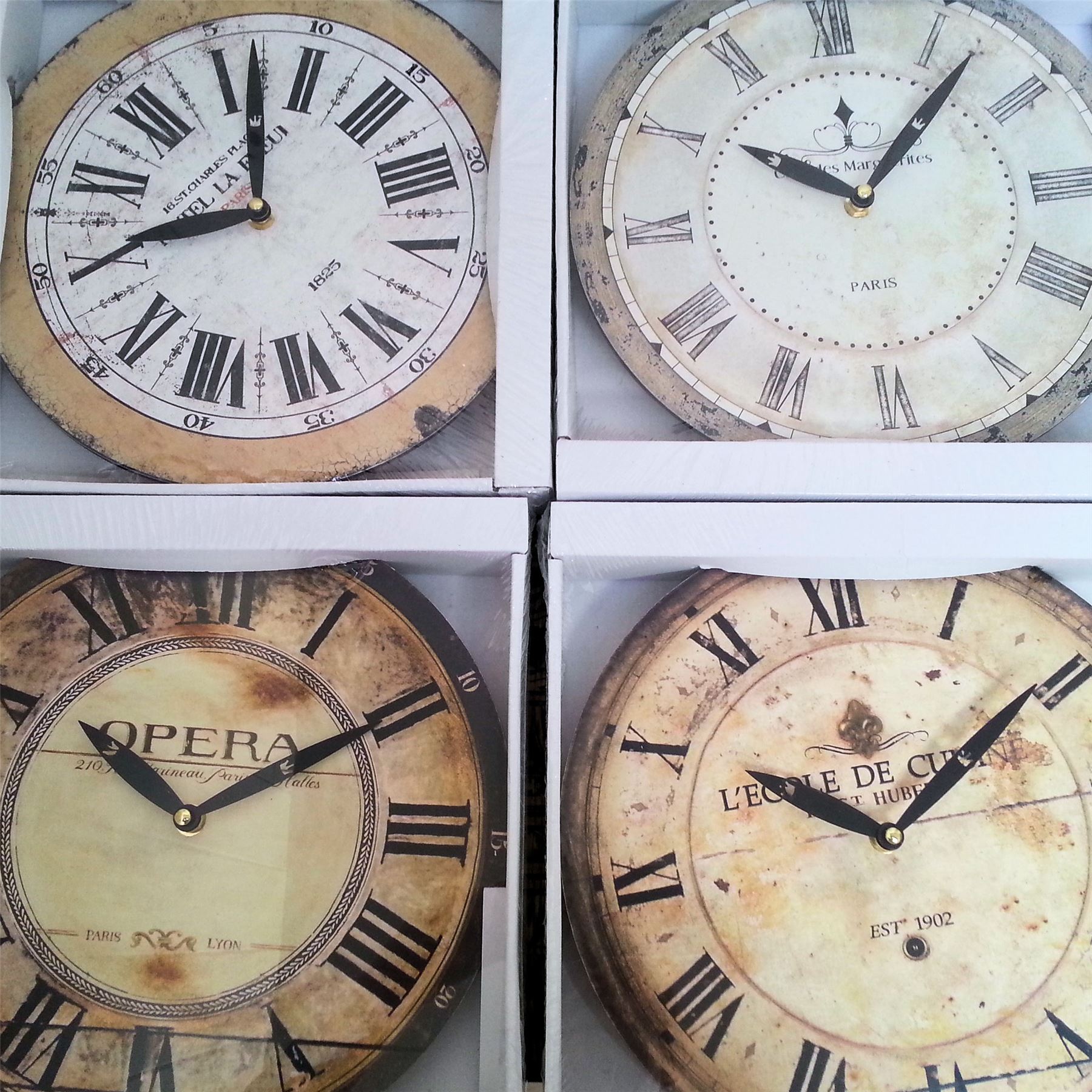 FRENCH VINTAGE CHIC WALL CLOCK BROWNS NEUTRALS SHABBY RUSTIC KITCHEN eBay