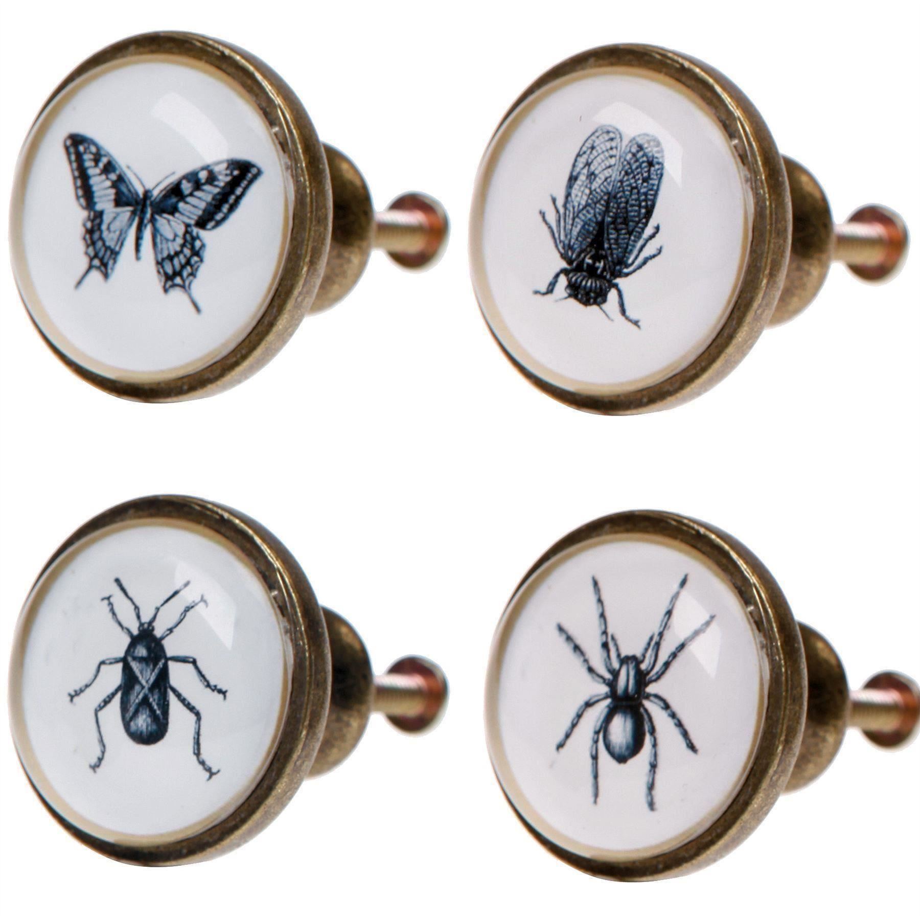 UNIQUE KNOBS GLASS PAINTED FURNITURE HANDLES PULLS VTG CHIC SHABBY