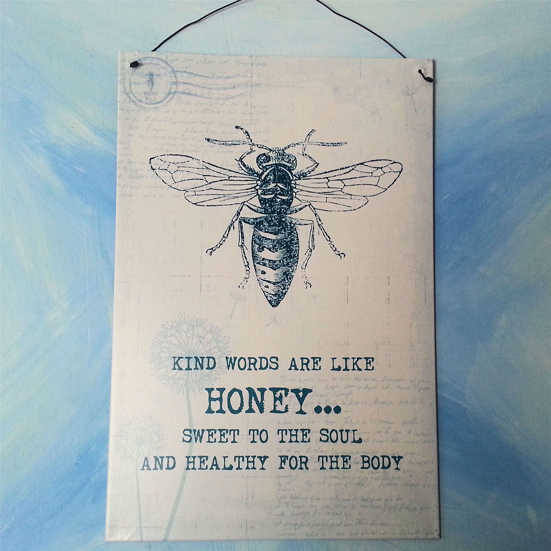 VINTAGE TIN METAL WALL ART PLAQUE MESSAGE SIGN BOTANICAL INSECT