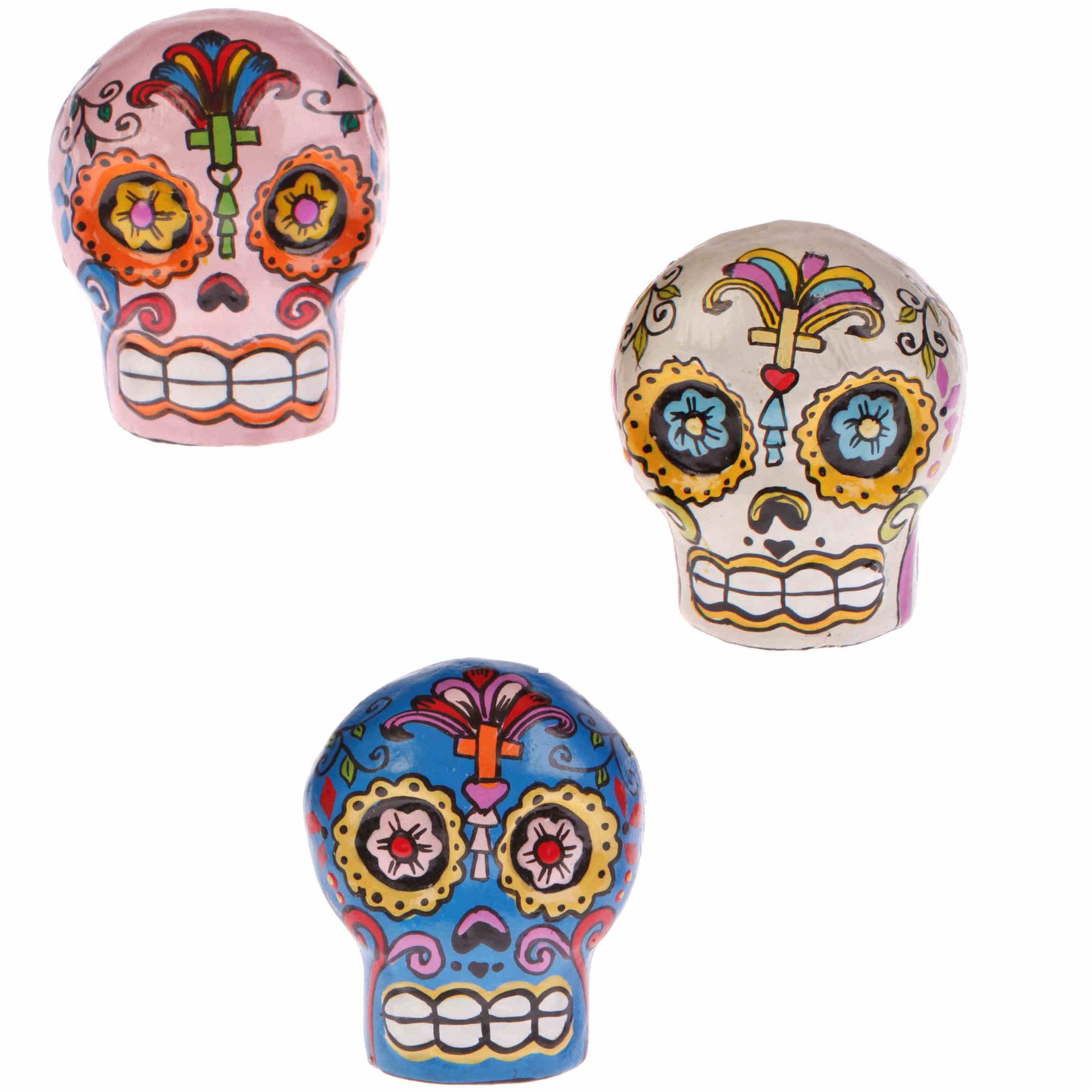 CRAZY BIG SKULLS DOOR KNOBS VOODOO TRIBAL PAINTED FURNITURE