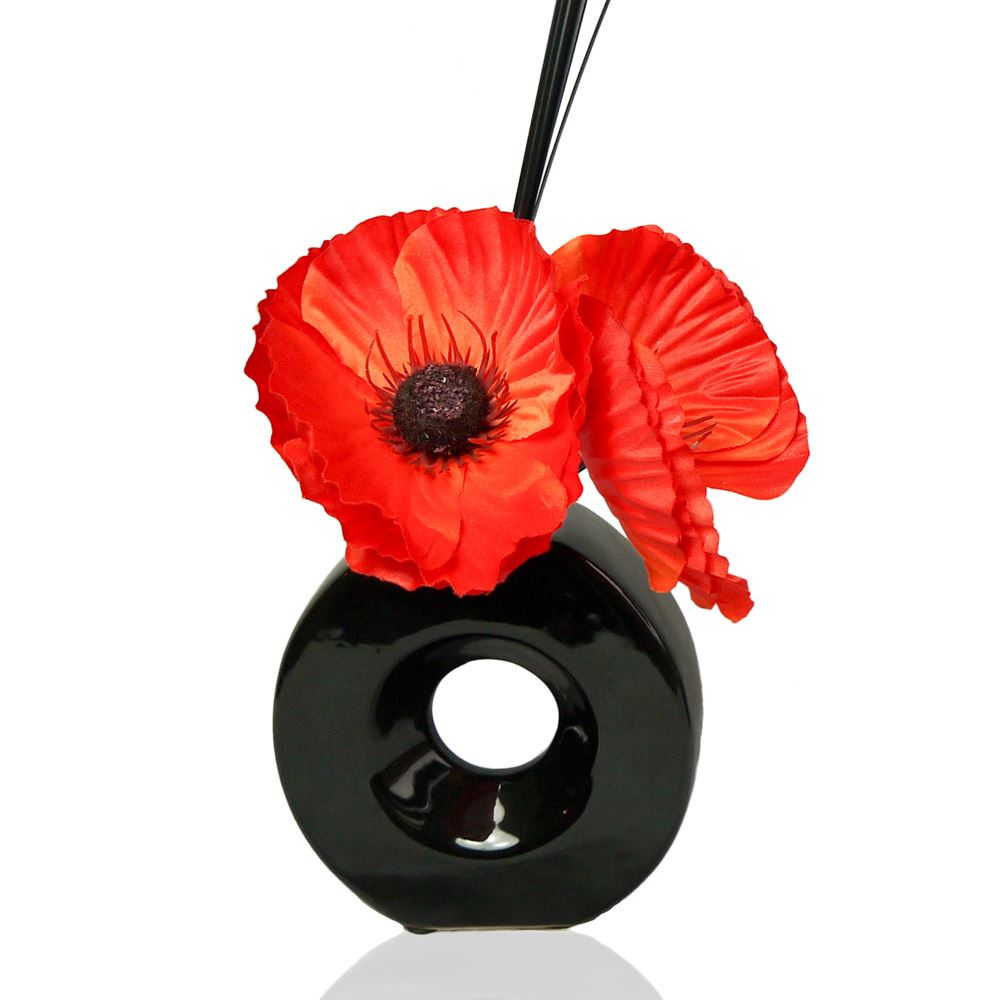 Orange Poppy Silk Artificial Flower Arrangement in Vase With Grass Filler eBay