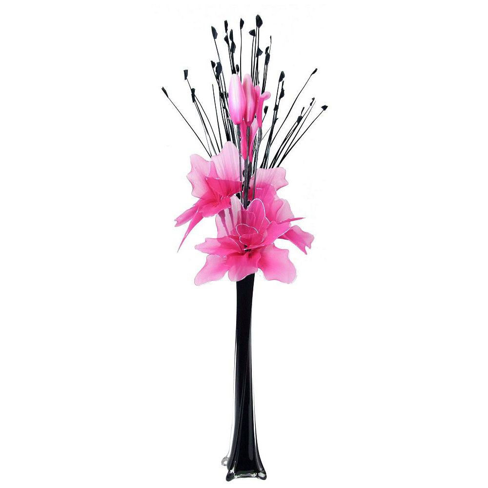 Hot Pink Artificial Flowers Nylon Gossamer Flower Arrangement in Vase