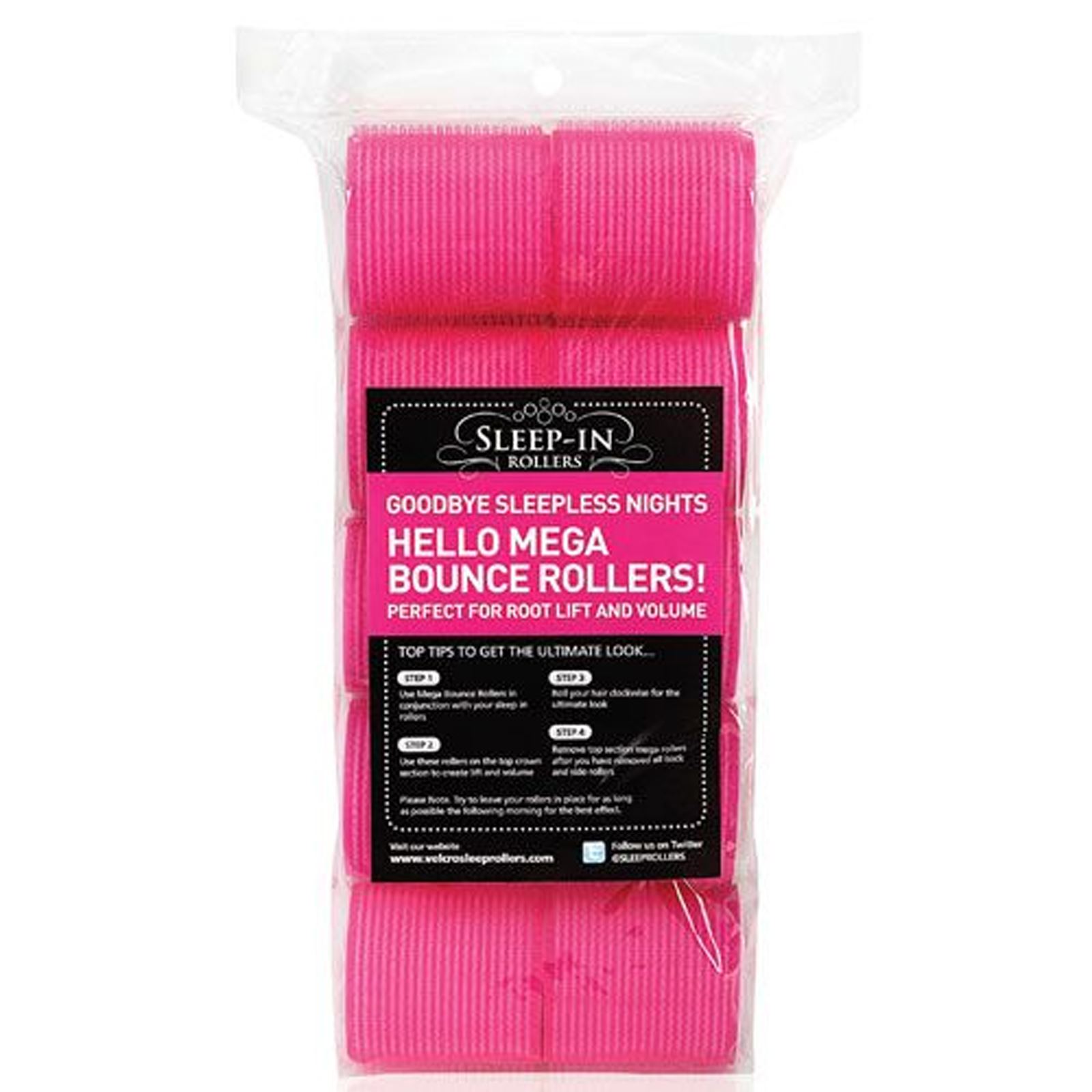 BLACK PINK SLEEP IN ROLLERS VELCRO FOAM SNOOZE ROLLER ORIGINAL MEGA BOB