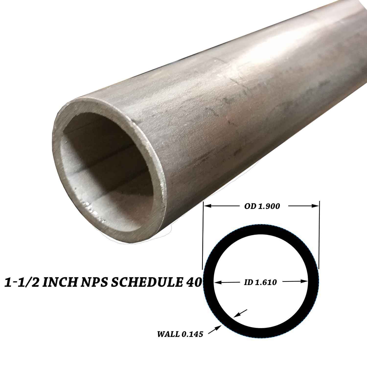304 Stainless Steel Pipe 1 1 2 Inch X 24 SCH 40S 1 9 OD X 1 61 ID 
