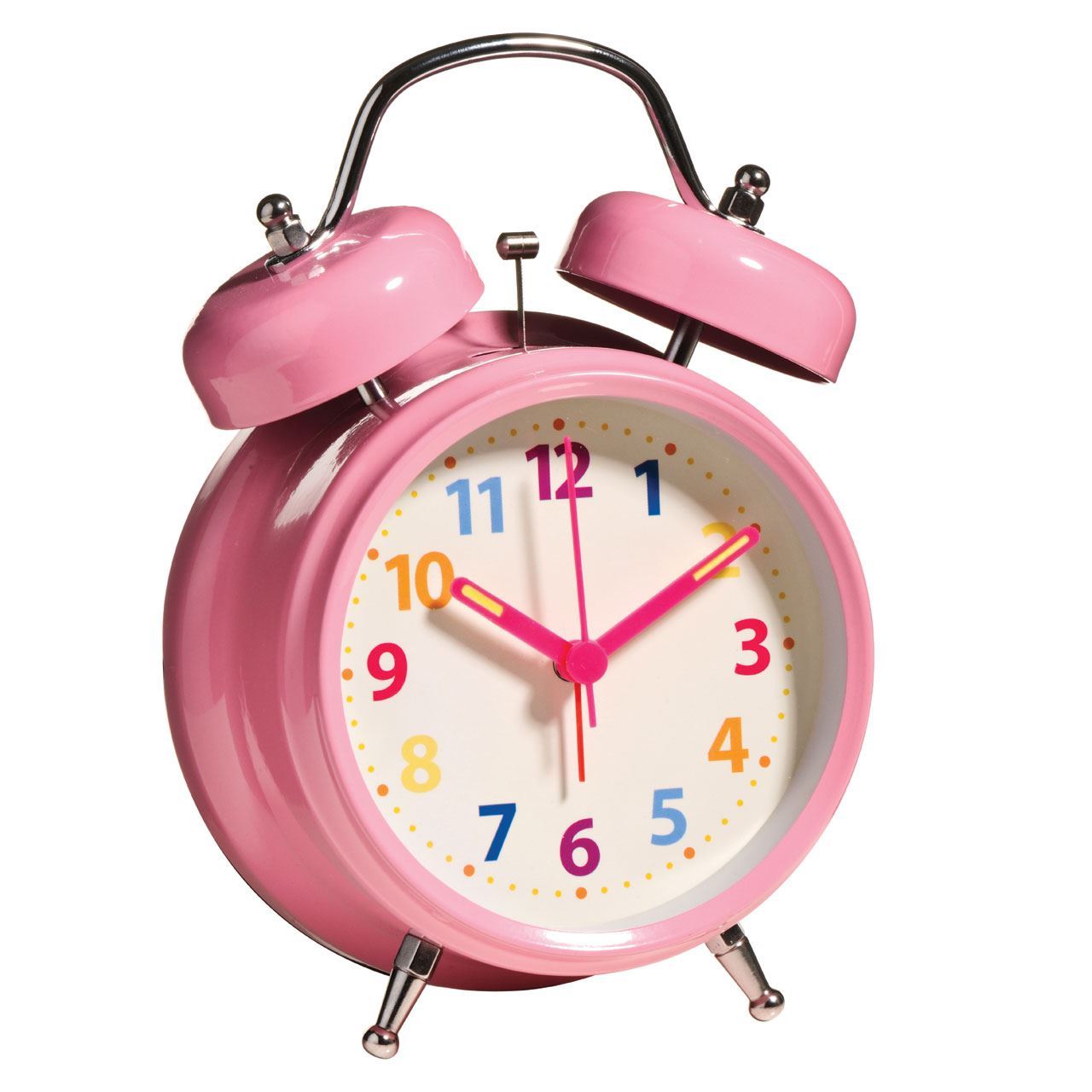 Premier Housewares Alarm Clock, Twin Bell with Light, Pink Metal eBay