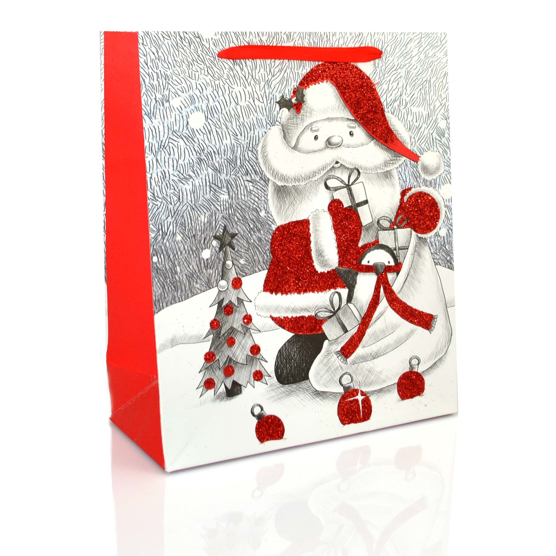 3 x Small Luxury Christmas Gift Bags Decorative Glitter Paper Bag