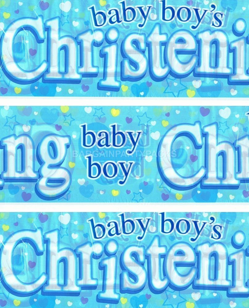 HAPPY CHRISTENING BANNER BLUE BOY Party Decorations eBay