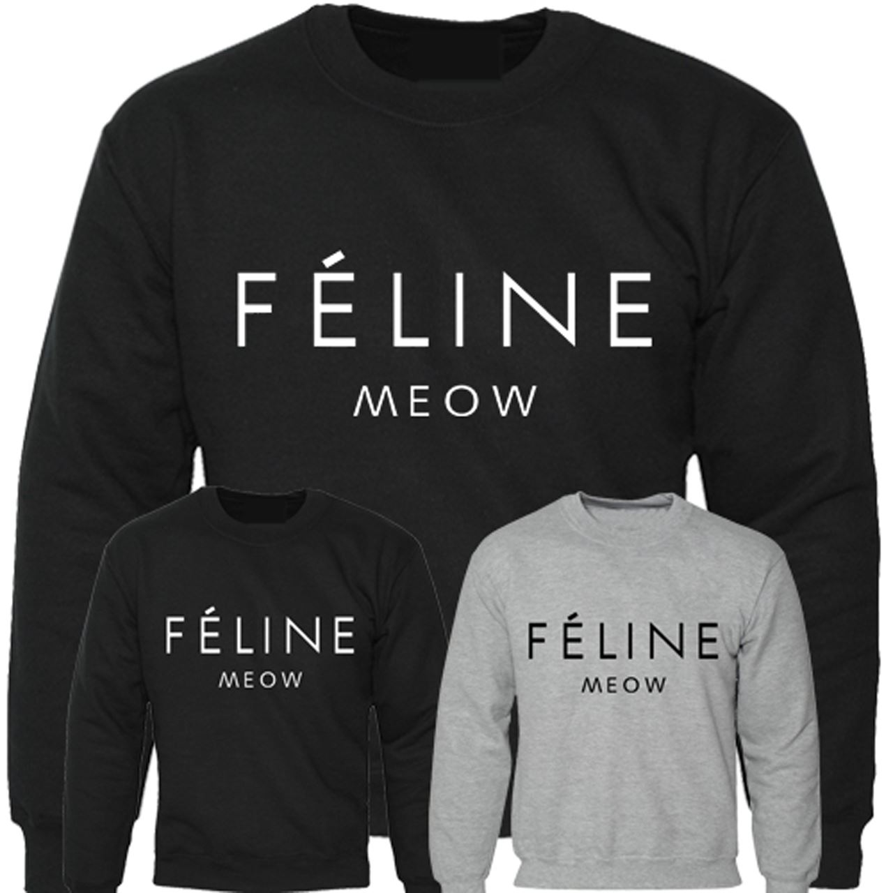 Mens Boys Unisex Feline Meow Swag Sweater Hoodie Sweat Shirt All Sizes