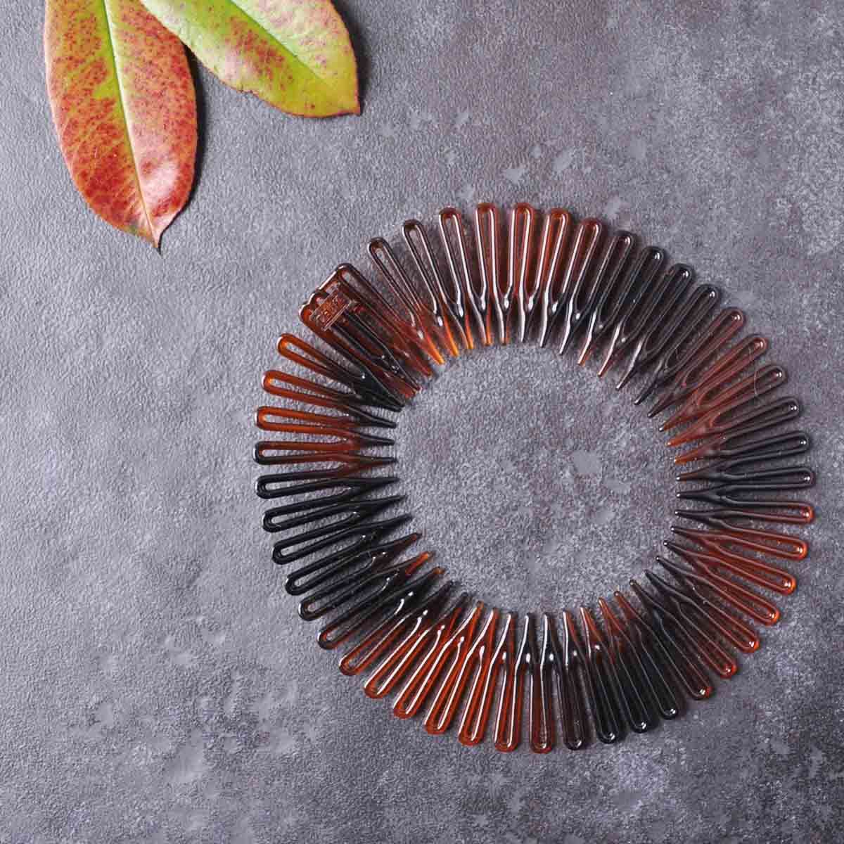 2 x Unisex Flexi Hair Comb Zig Zag Plastic Sports Headband Black Tort