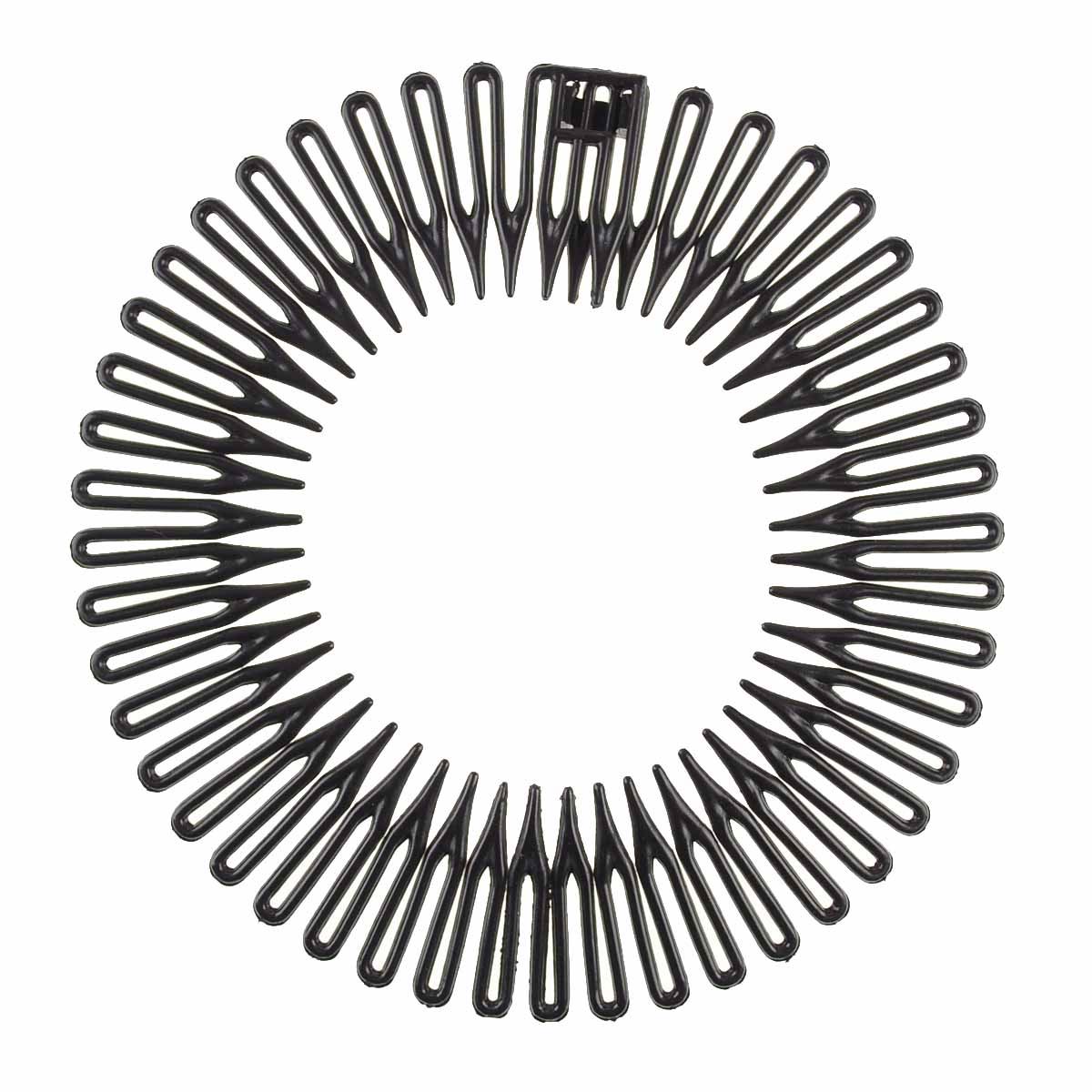 2 x Unisex Flexi Hair Comb Zig Zag Plastic Sports Headband Black Tort