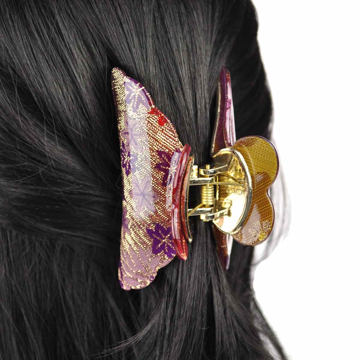 Lady Women Gold Floral Large Hair Claw Plastic Clip Grip Hair Holder