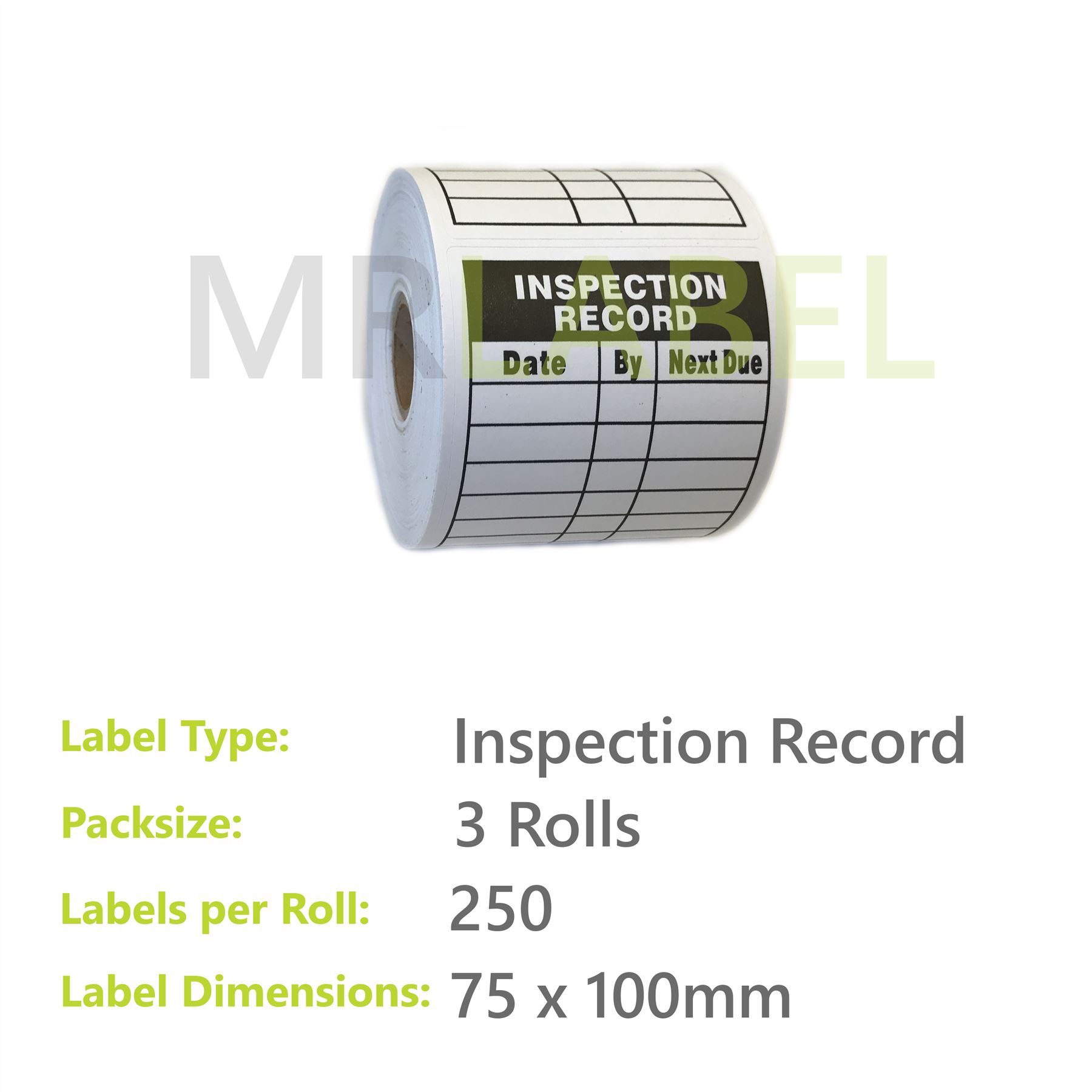 MrLabel Inspection Record Electrical Stickers Labels 75x100 mm 250 Per