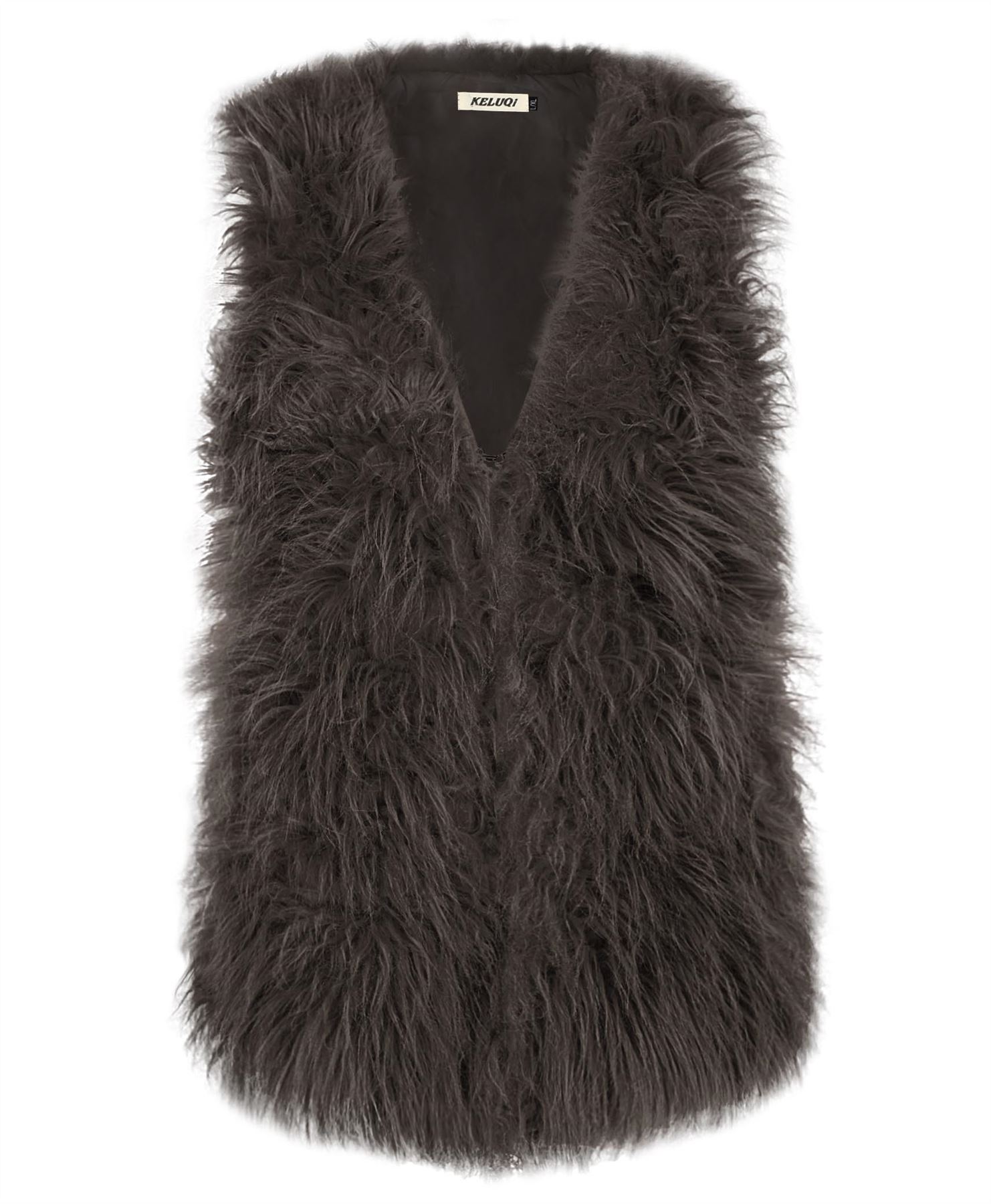 LADIES LONG FAUX FUR GILET LADIES WAISTCOAT FASHION VEST JACKET UK SIZE