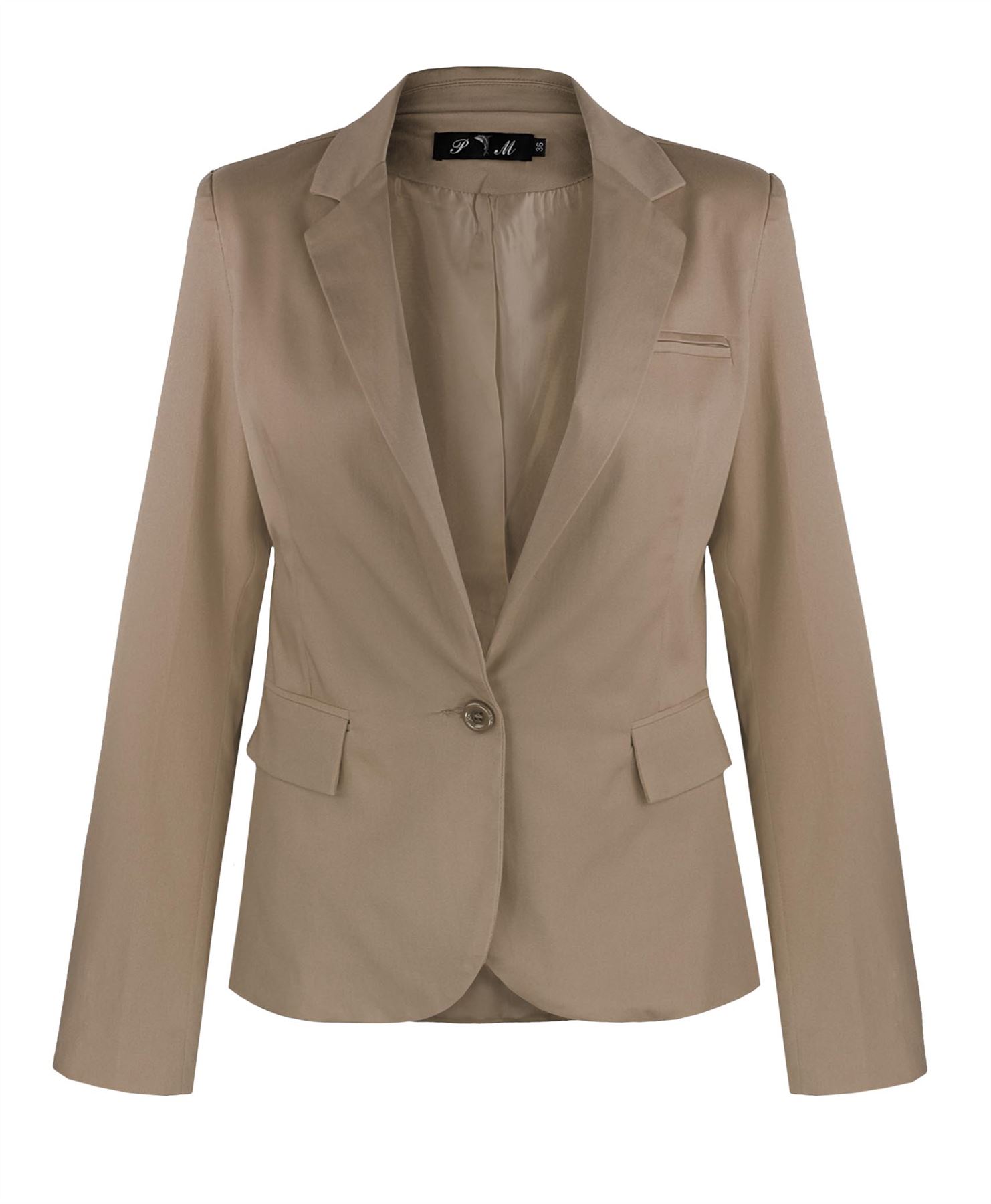 LADIES CASUAL OFFICE FITTED BLAZER WOMENS SUIT JACKET SMART TOP EU 36