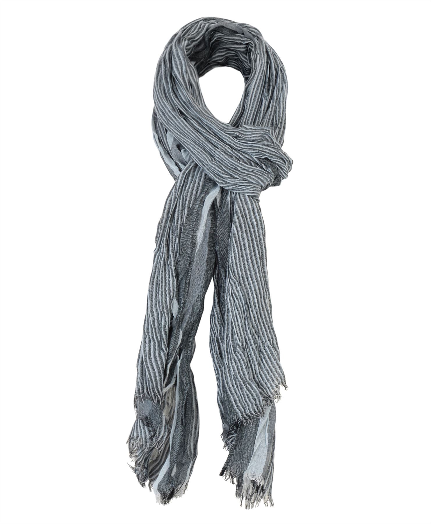Mens Crinkled Stripe Print Scarf Soft Lightweight Wrap Long Scarves